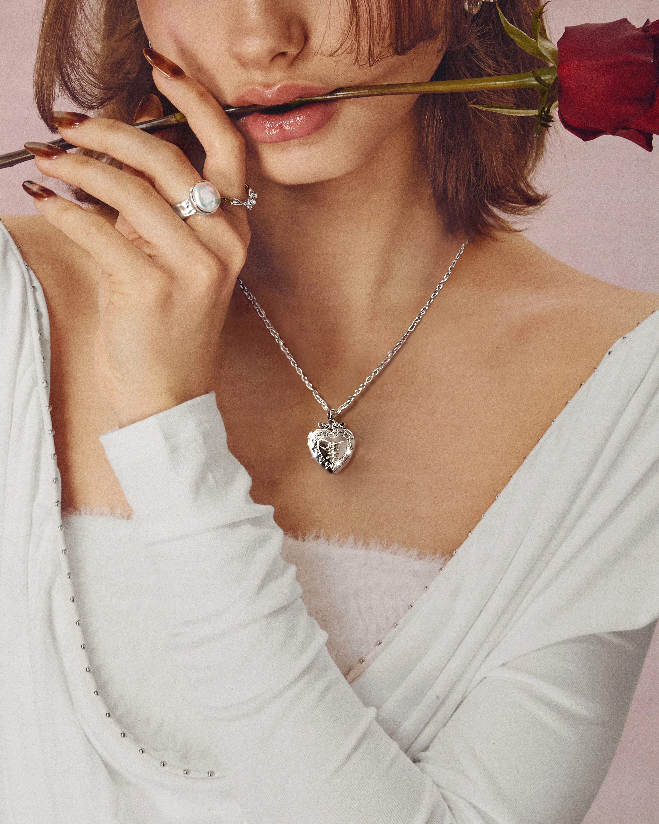 Isabela Locket Necklace in Silver - Image 2