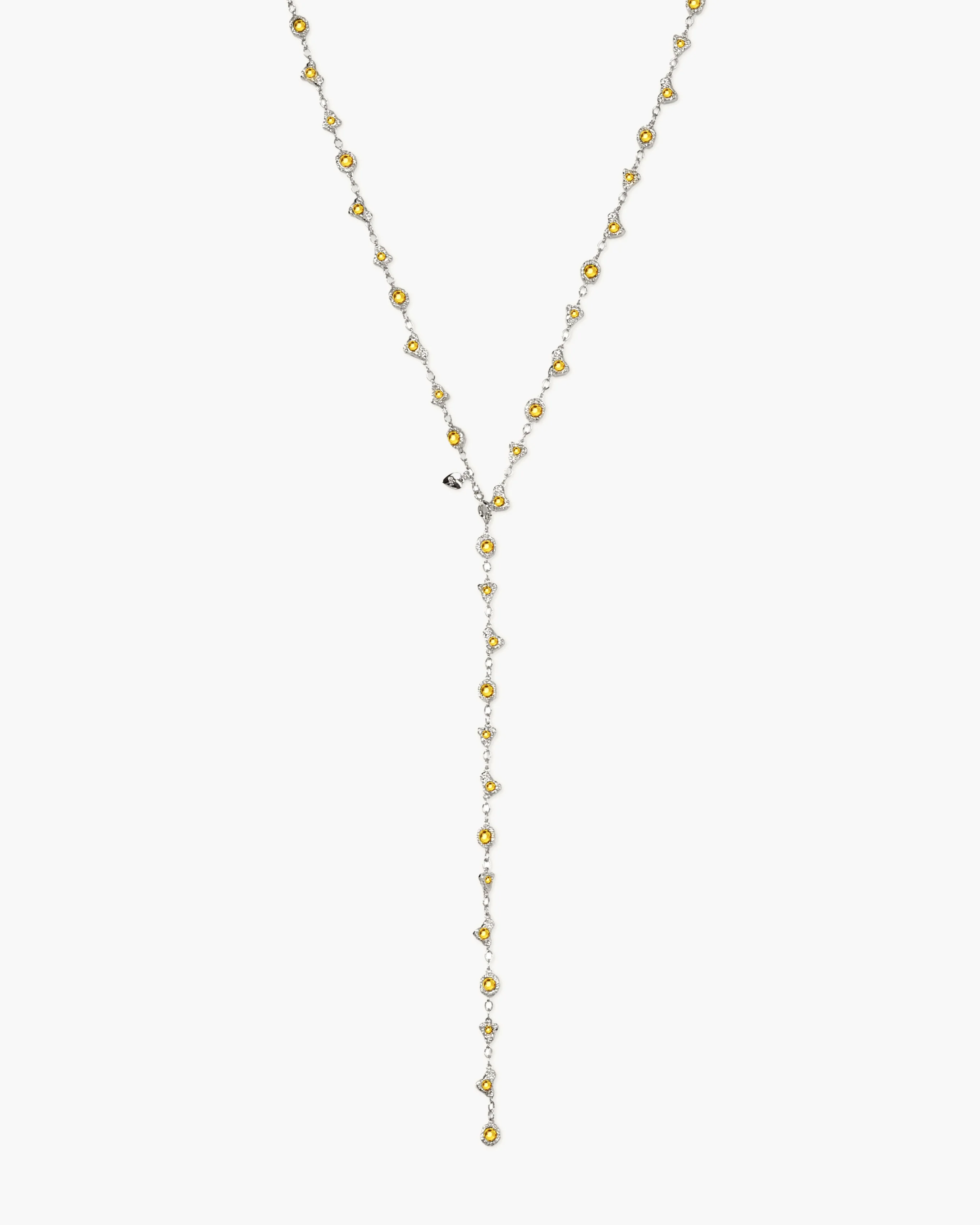 Lemon Crystal Long Chain in Silver