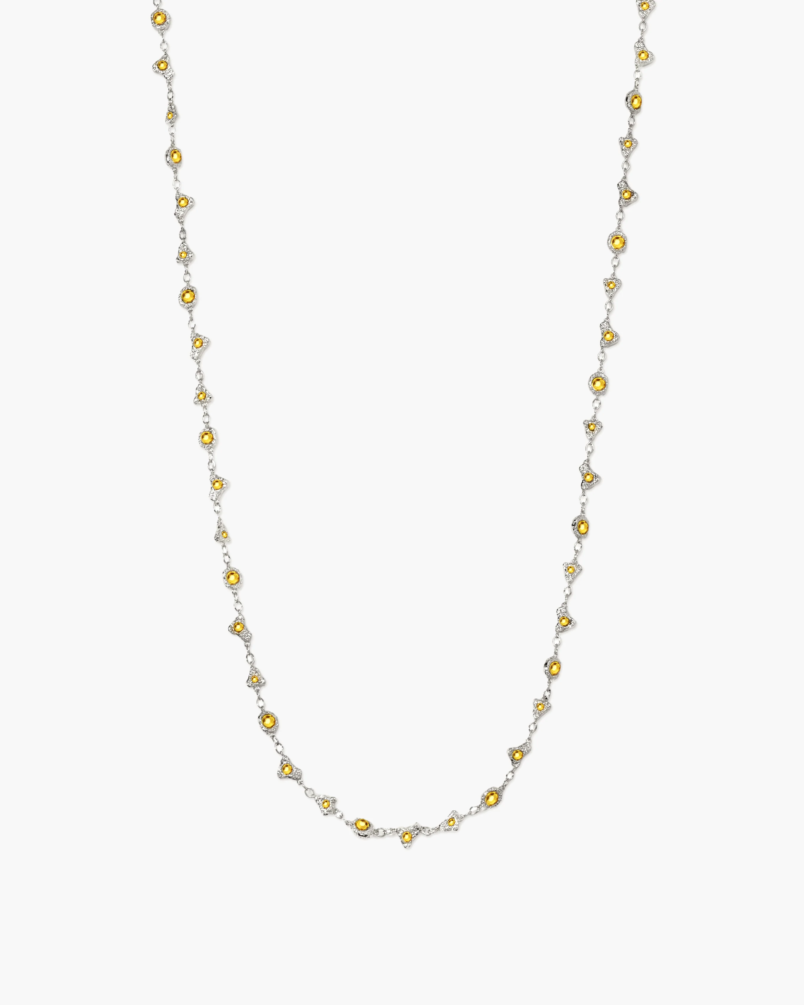 Lemon Crystal Long Chain in Silver - Image 3