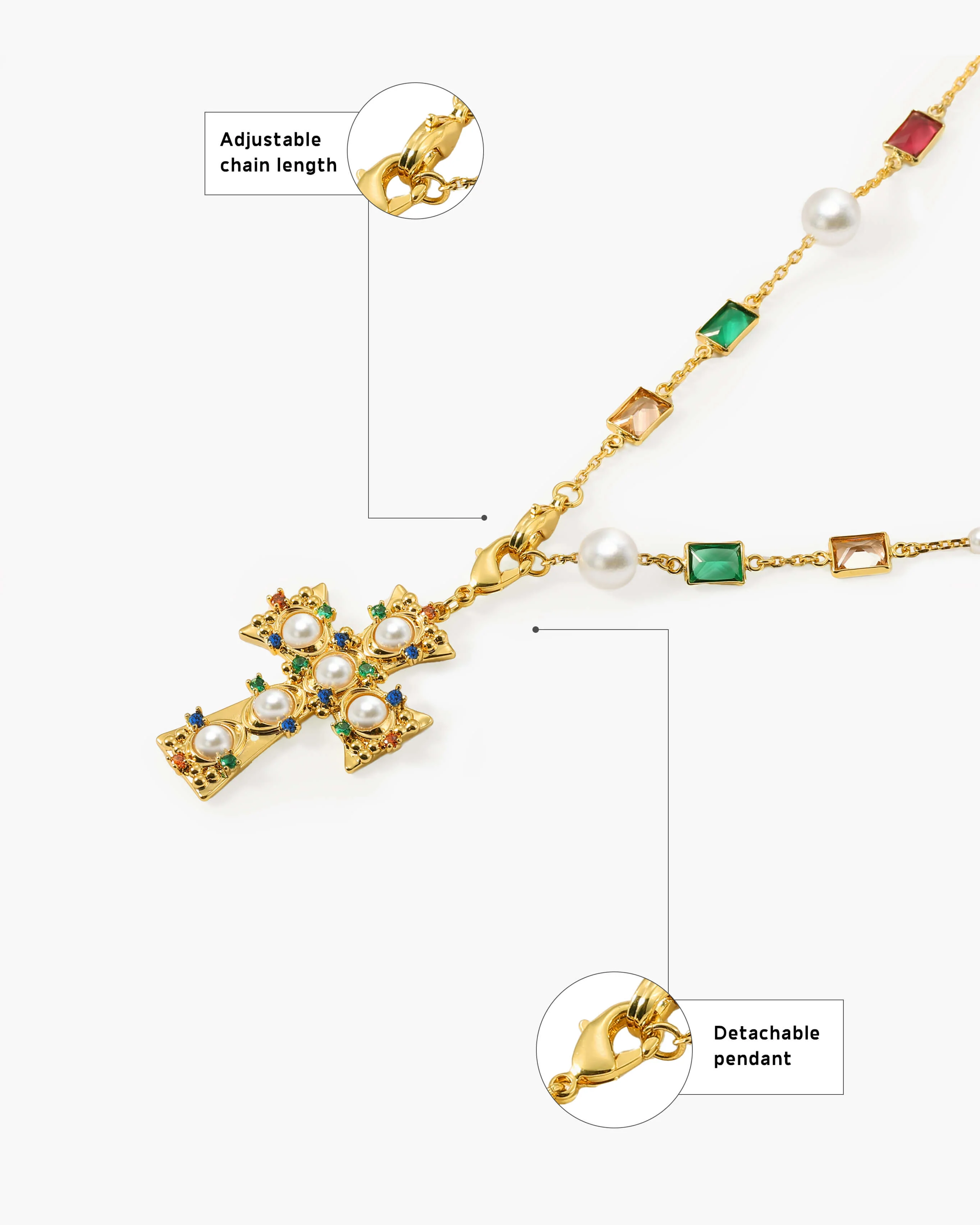 Lover of Helius Pearl Cross Necklace - Image 3
