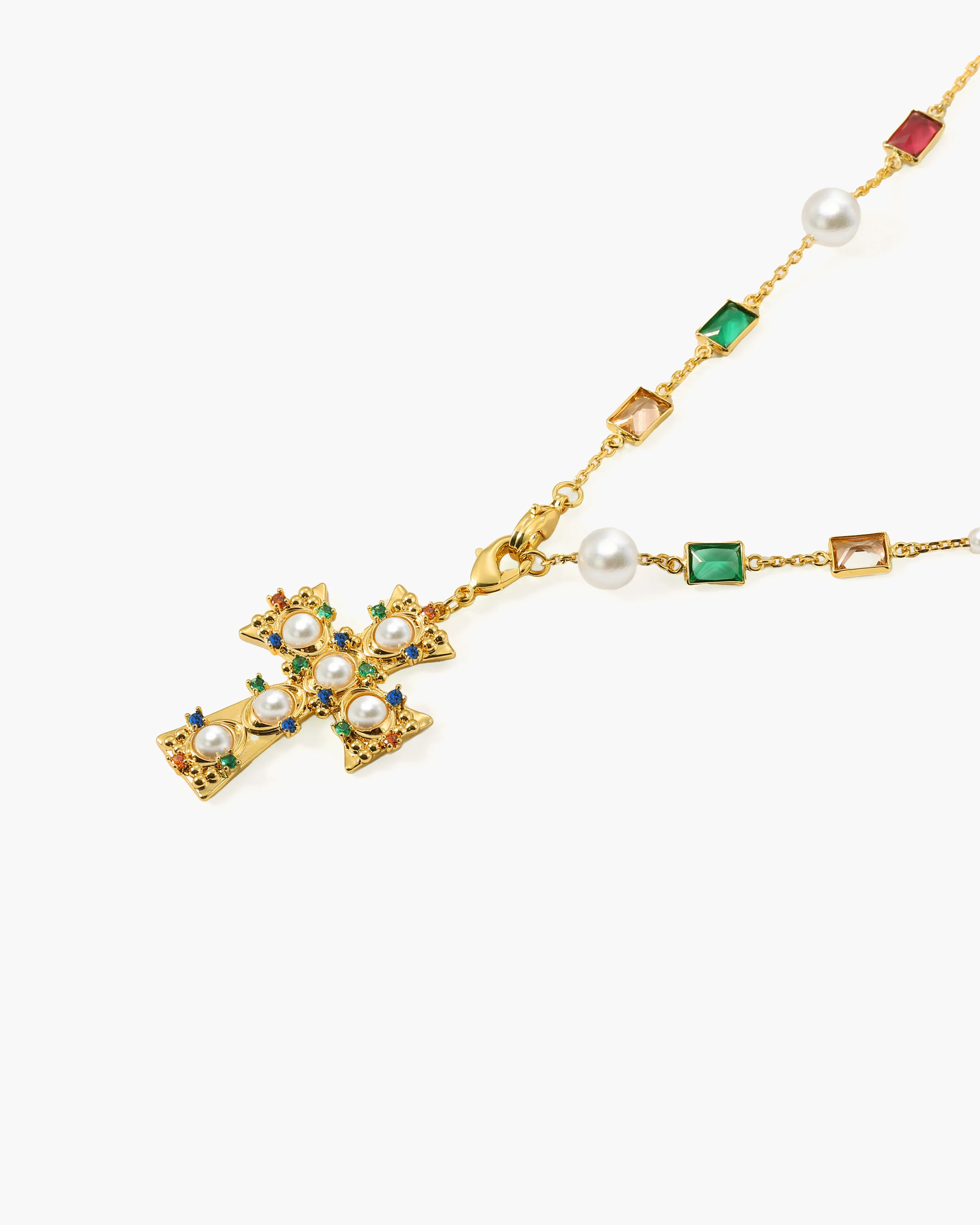 Lover of Helius Pearl Cross Necklace - Image 5