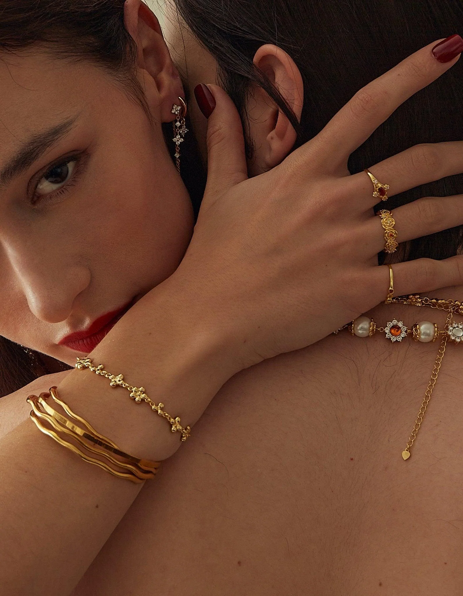 Gold Lucky Clover Earrings Set - Image 3