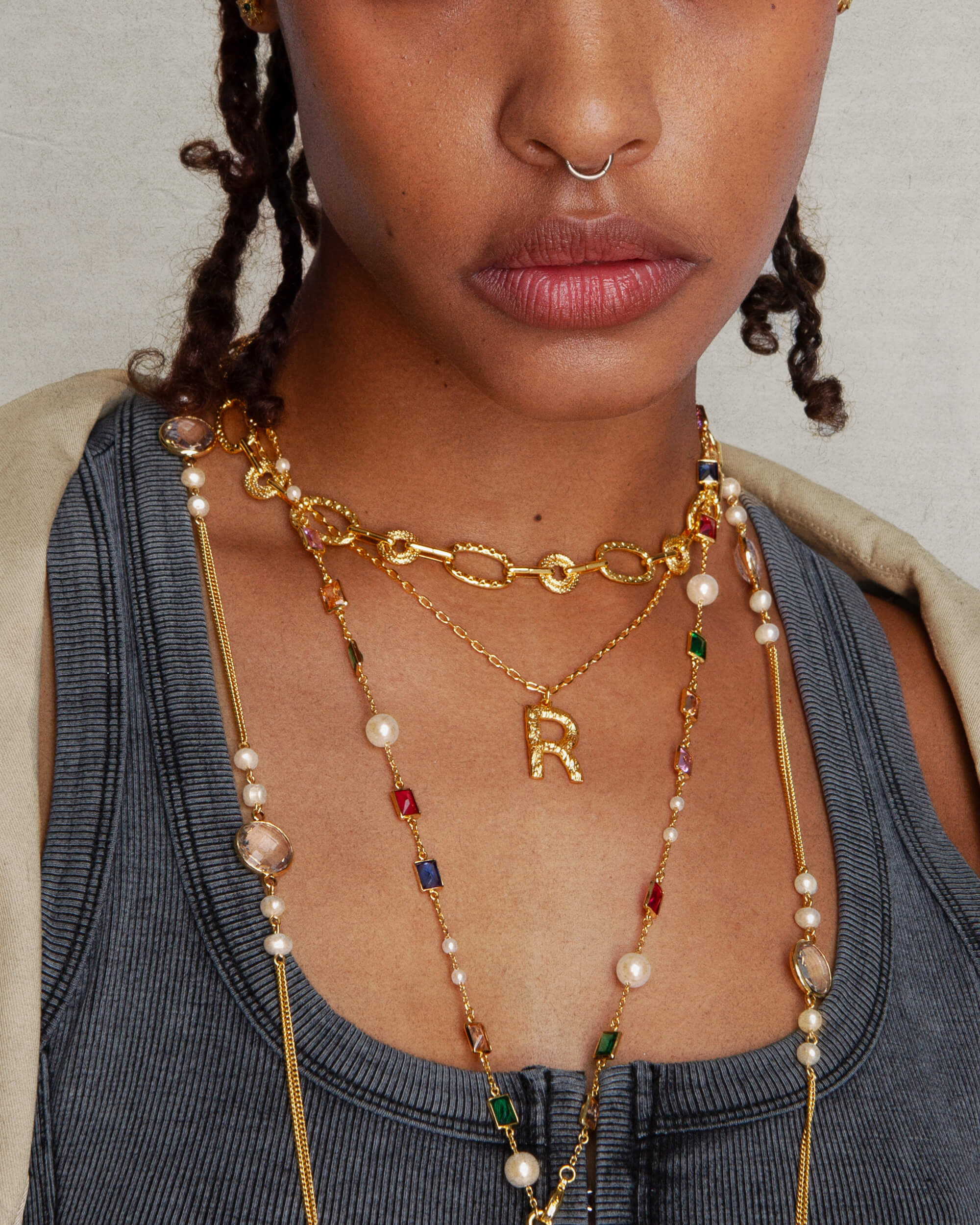 Textured Circle Link Necklace - Image 4