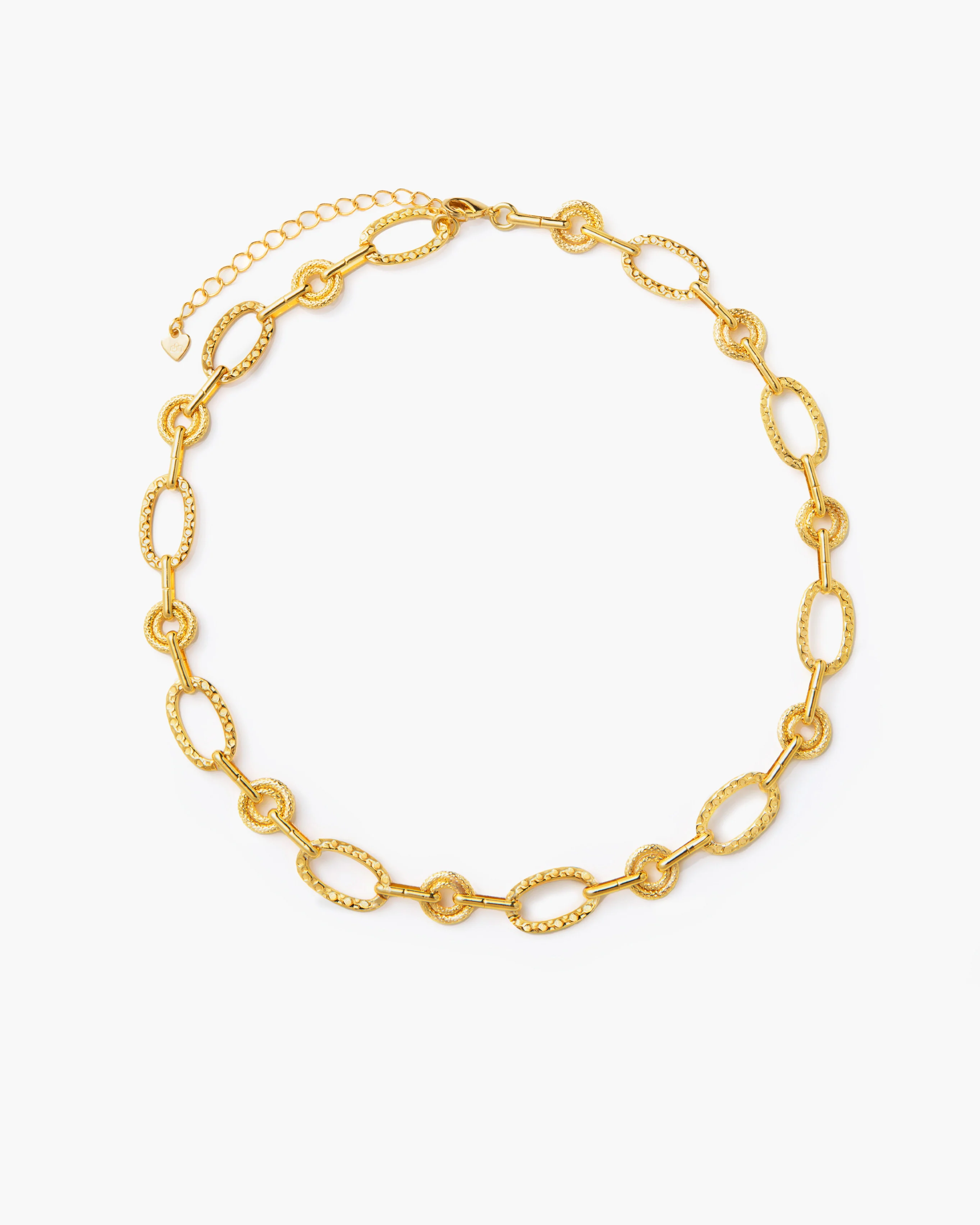 Textured Circle Link Necklace - Image 5