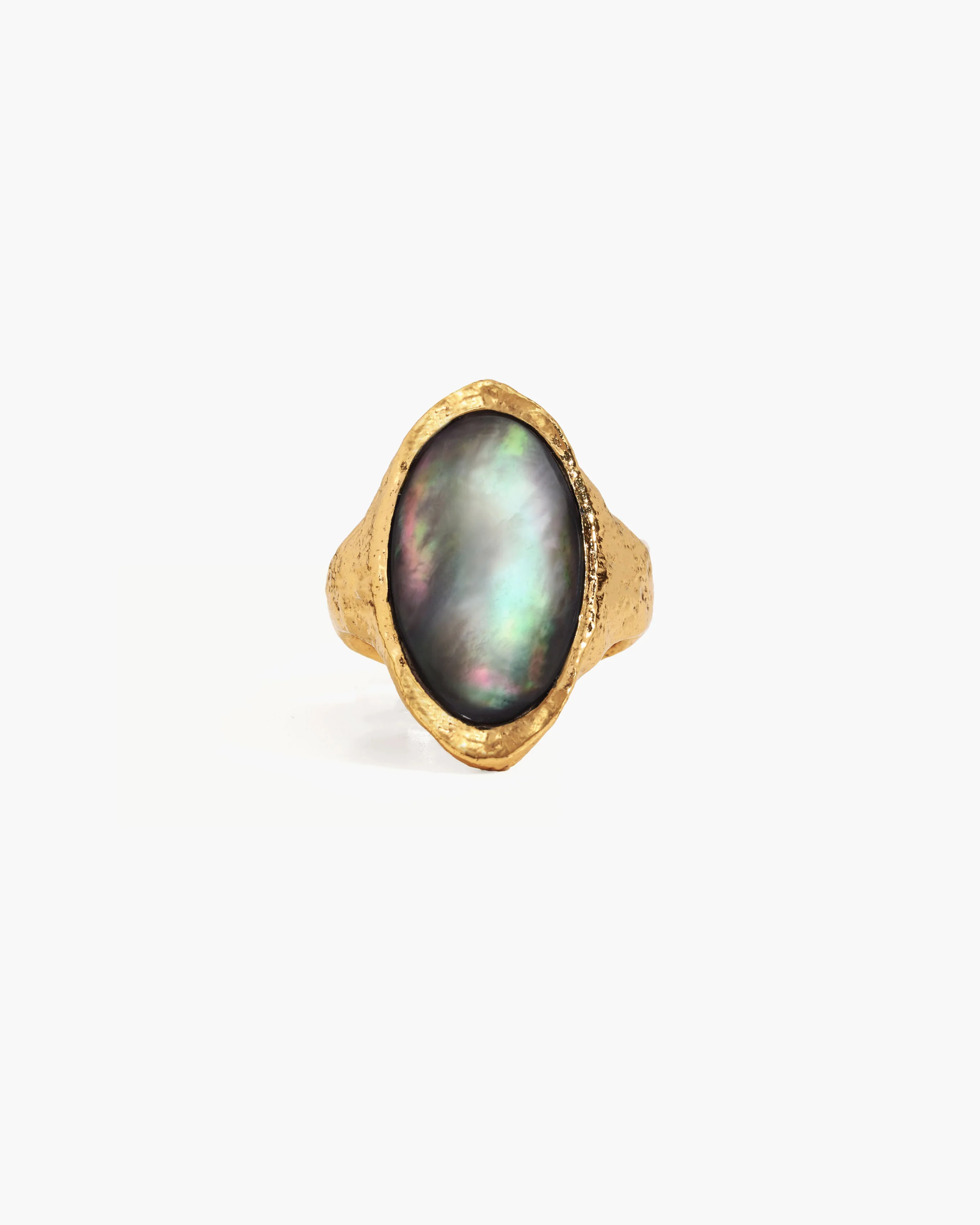Midnight Oval Shell Ring in Silver - Image 5