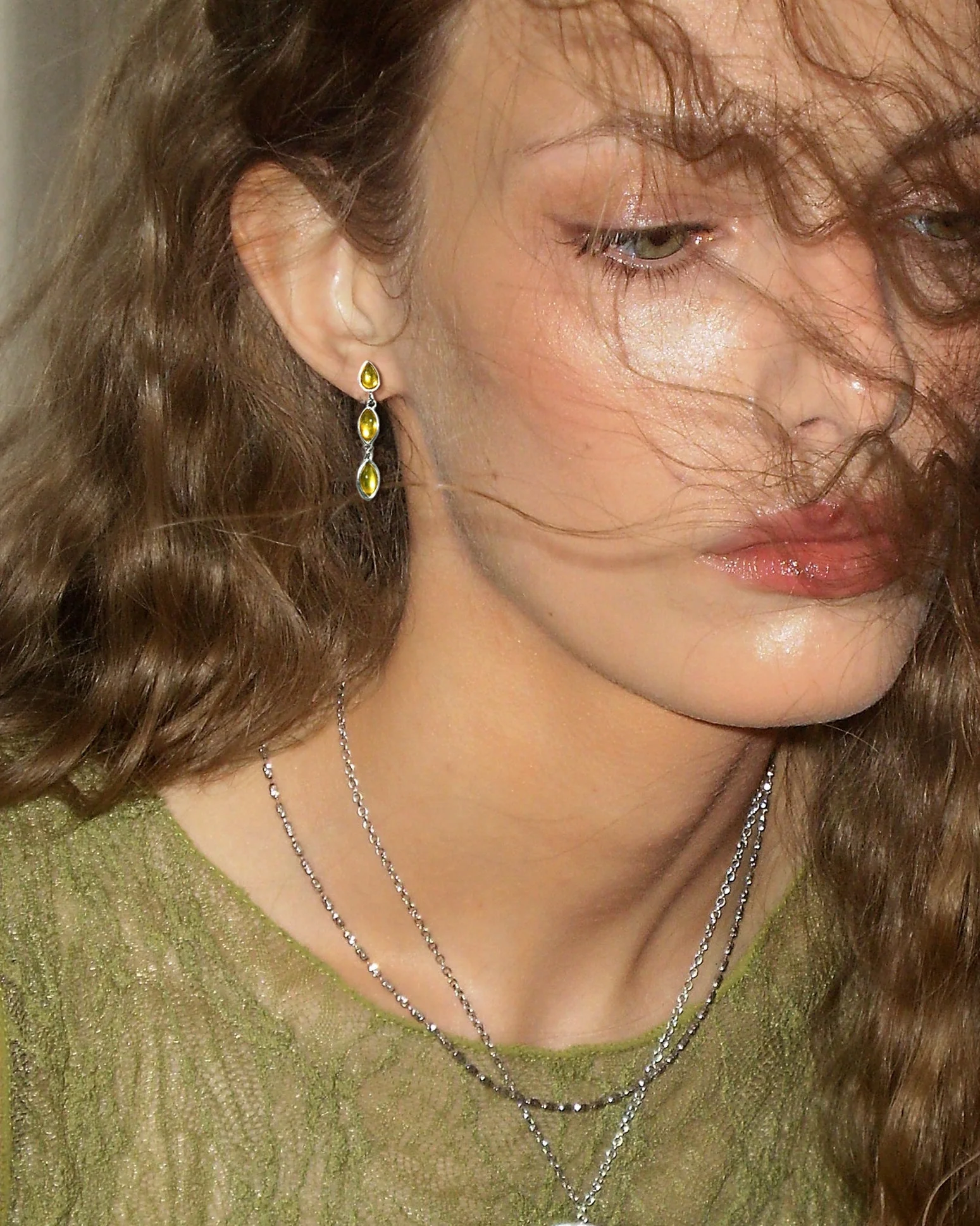 Olive Marquise Earrings in Silver - Image 2