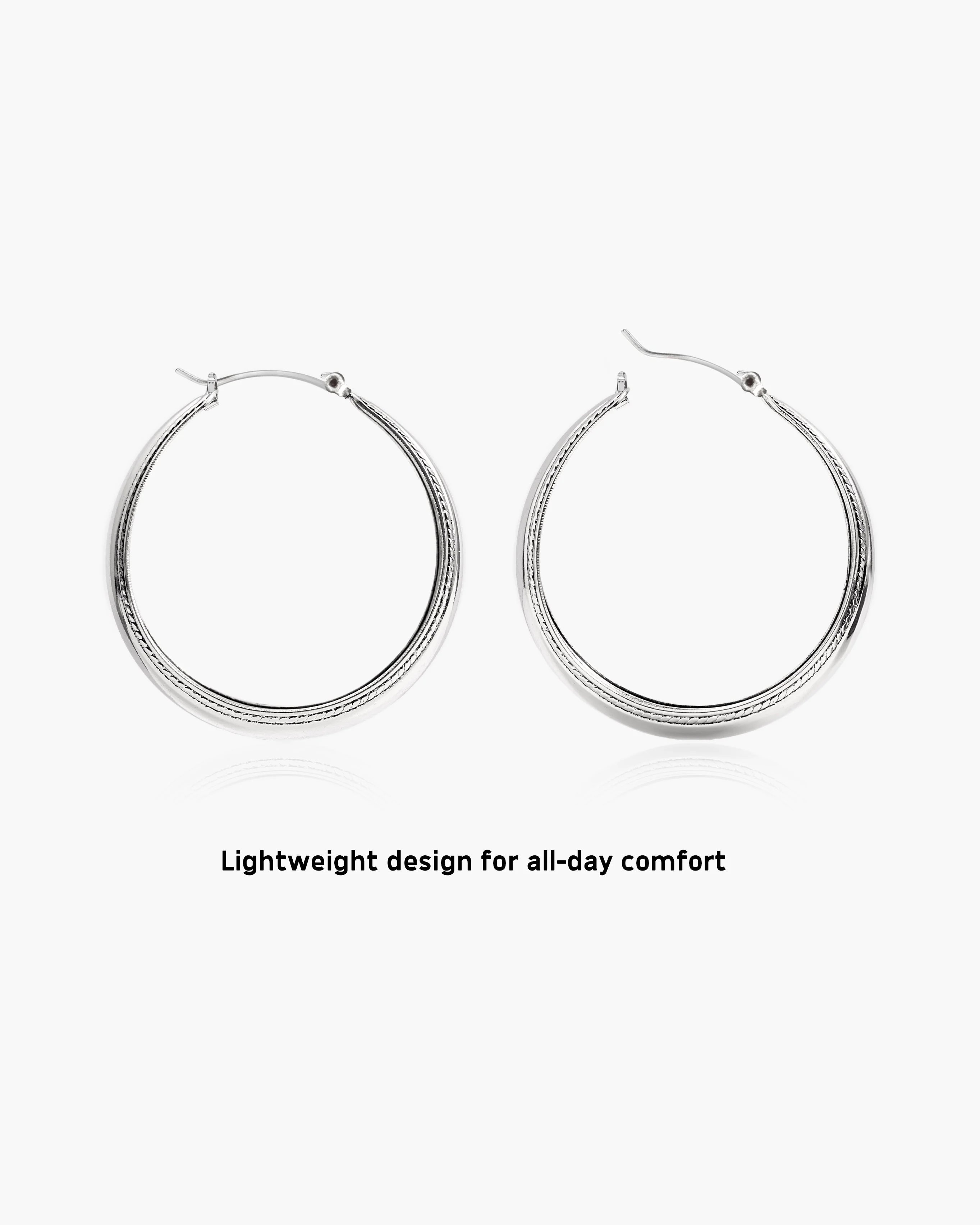 Orin Large Hoop Earrings in Silver - Image 3