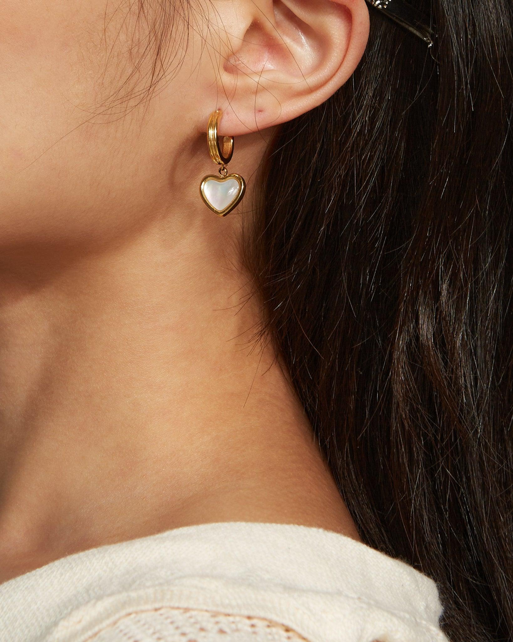 Pearlescent Heart Earrings - Image 2
