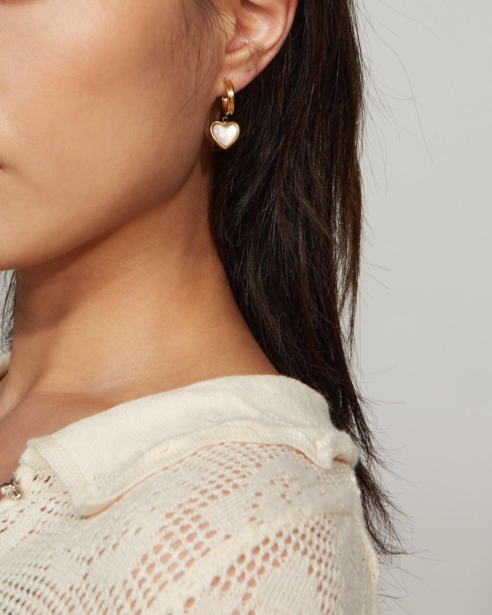Pearlescent Heart Earrings - Image 4