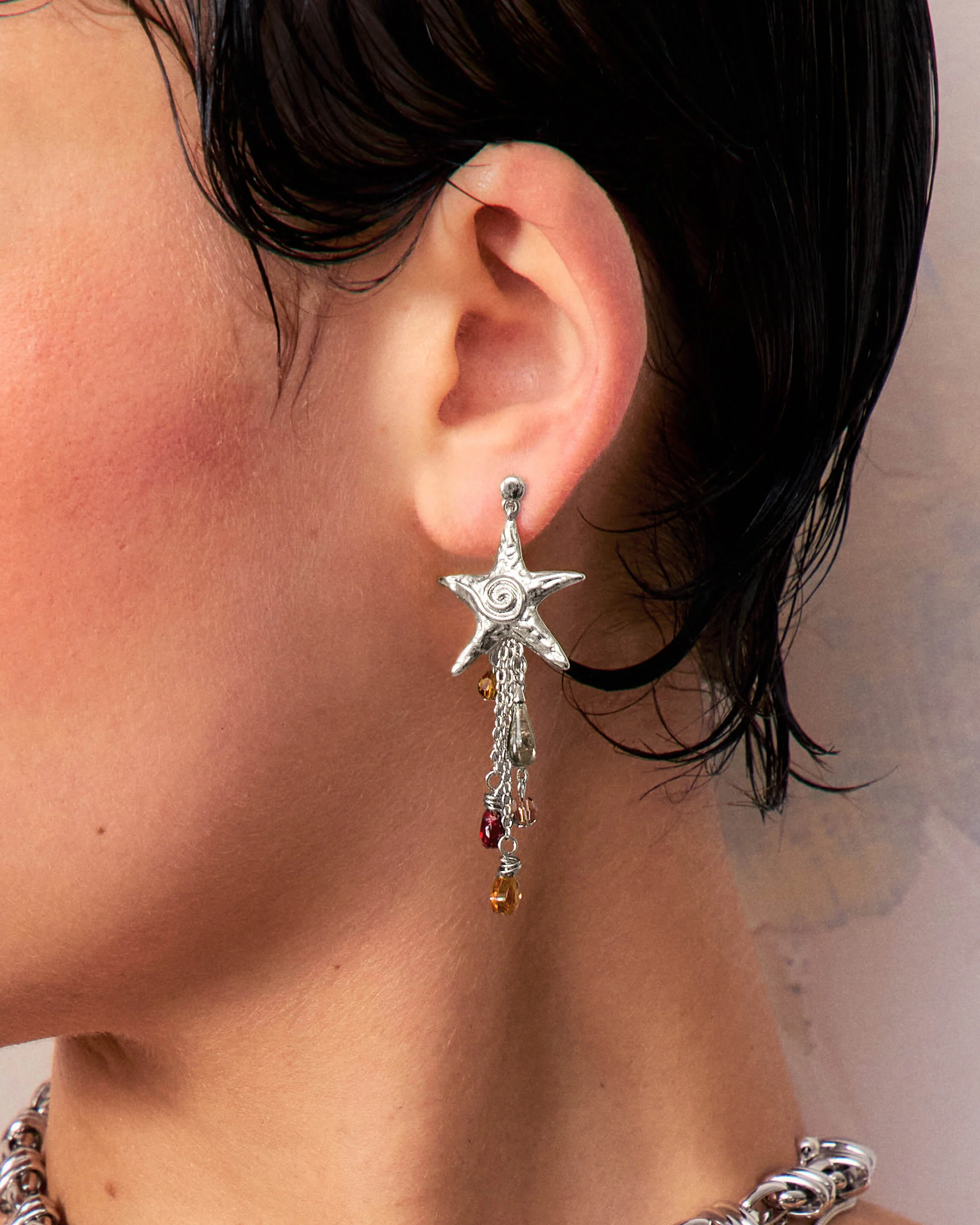 Seaside Nomad Starfish Earrings in Silver - Image 3