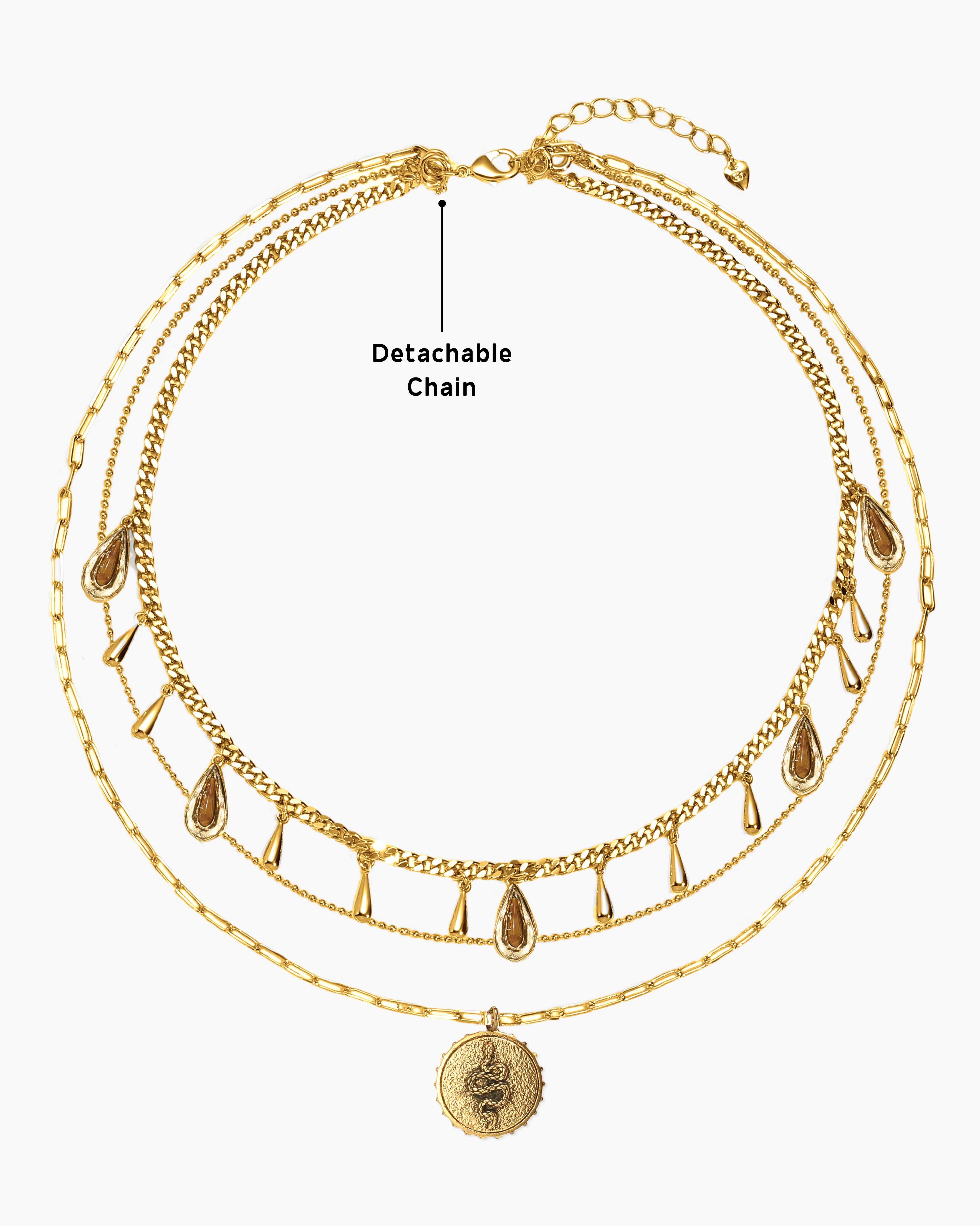 Second Skin Detachable Layered Snake Coin Necklace - Image 3