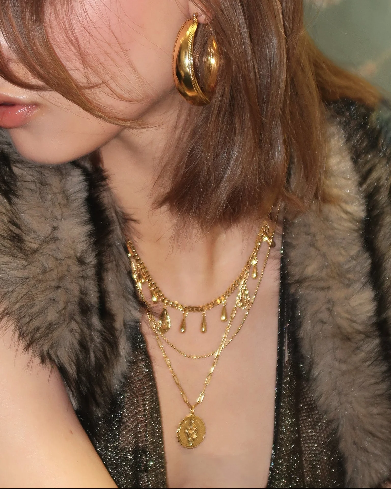 Second Skin Detachable Layered Snake Coin Necklace - Image 4