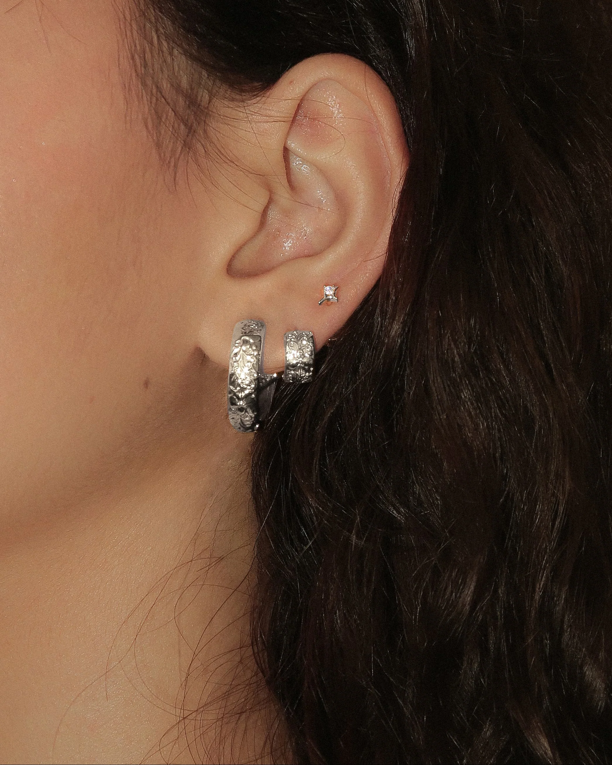 Serenade of Orchid Hoops in Silver - Image 2