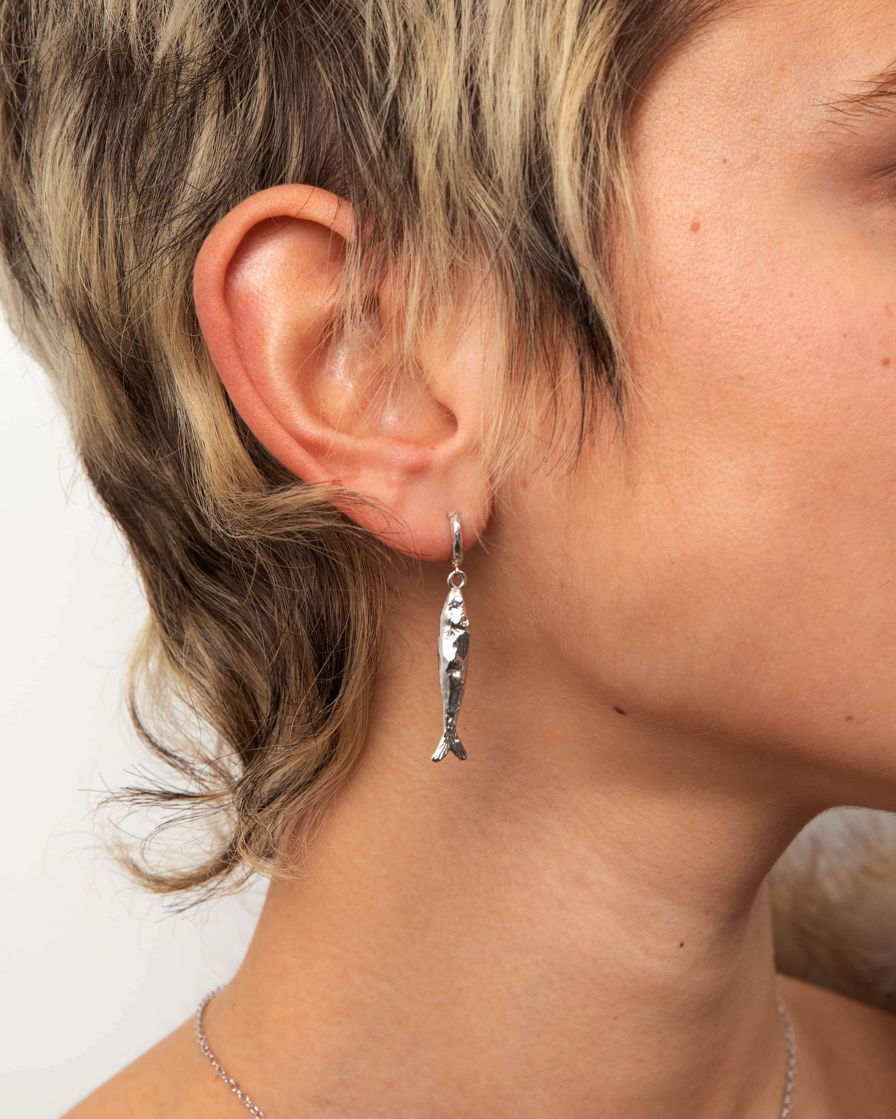 Silver Anchovy Earrings - Image 2