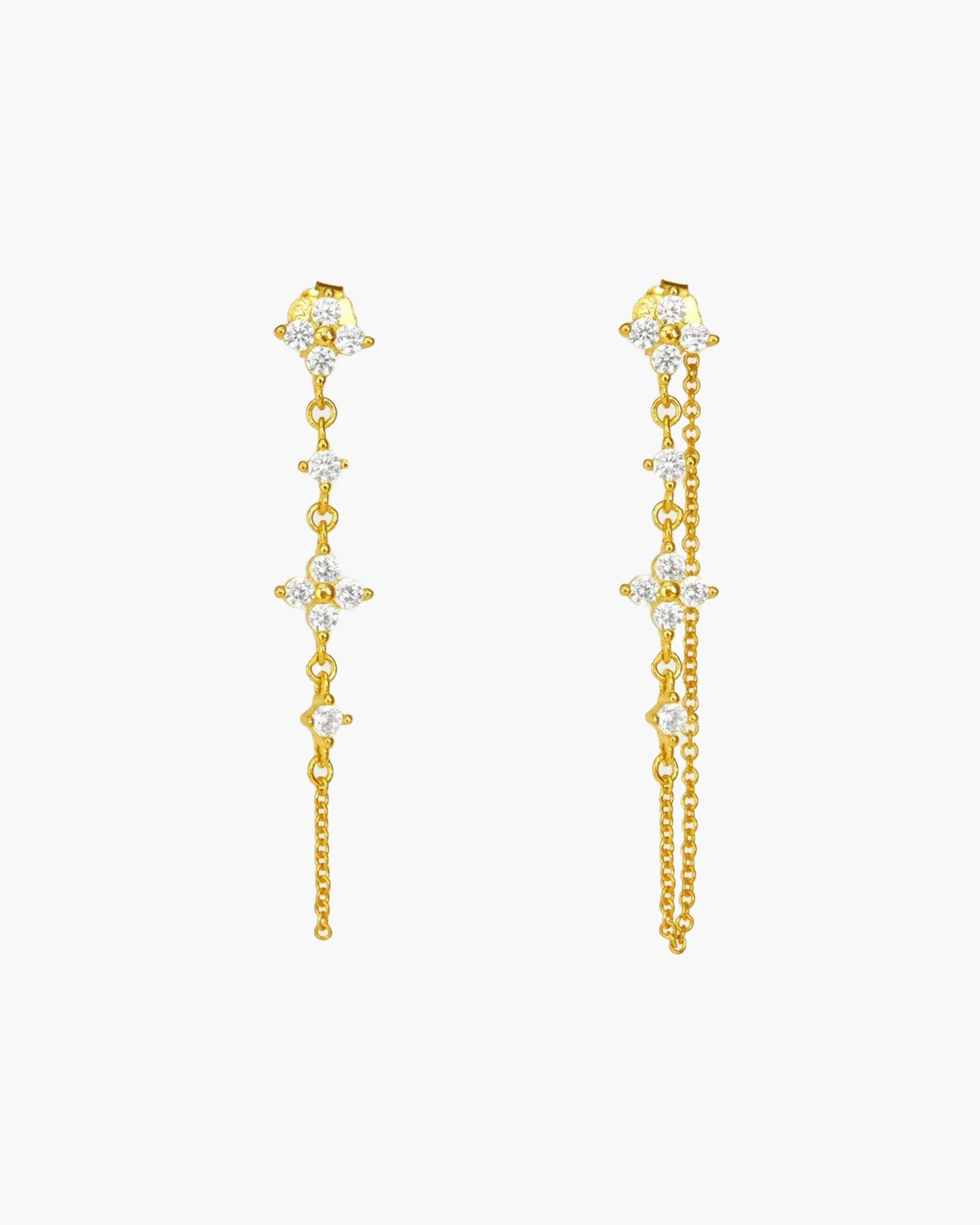 Silver Clover Drop Earrings - Image 5