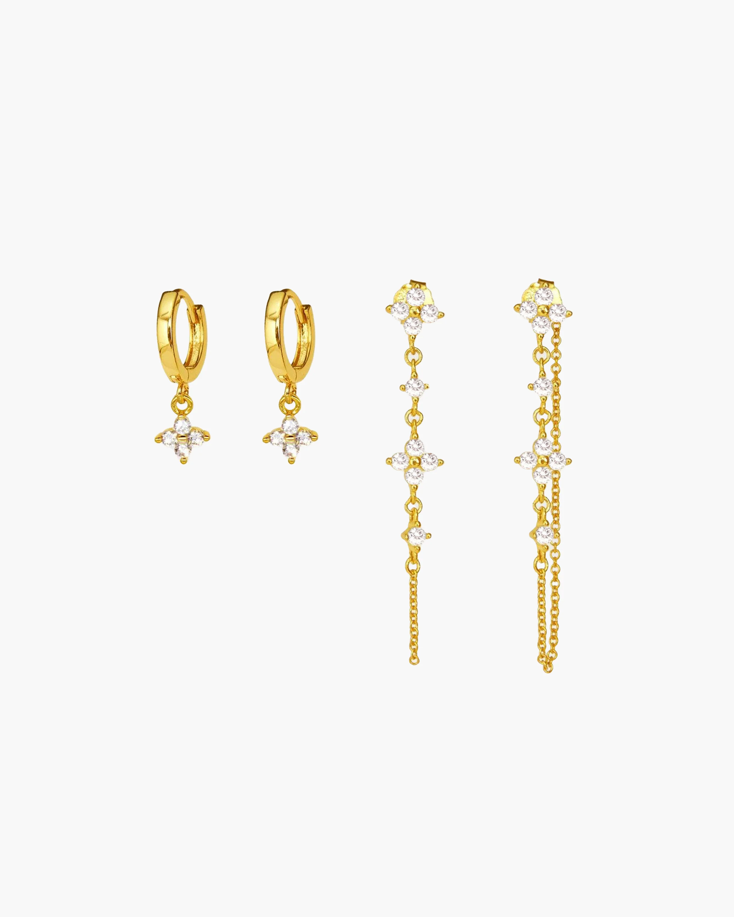Gold Clover Drop Earrings - Image 5