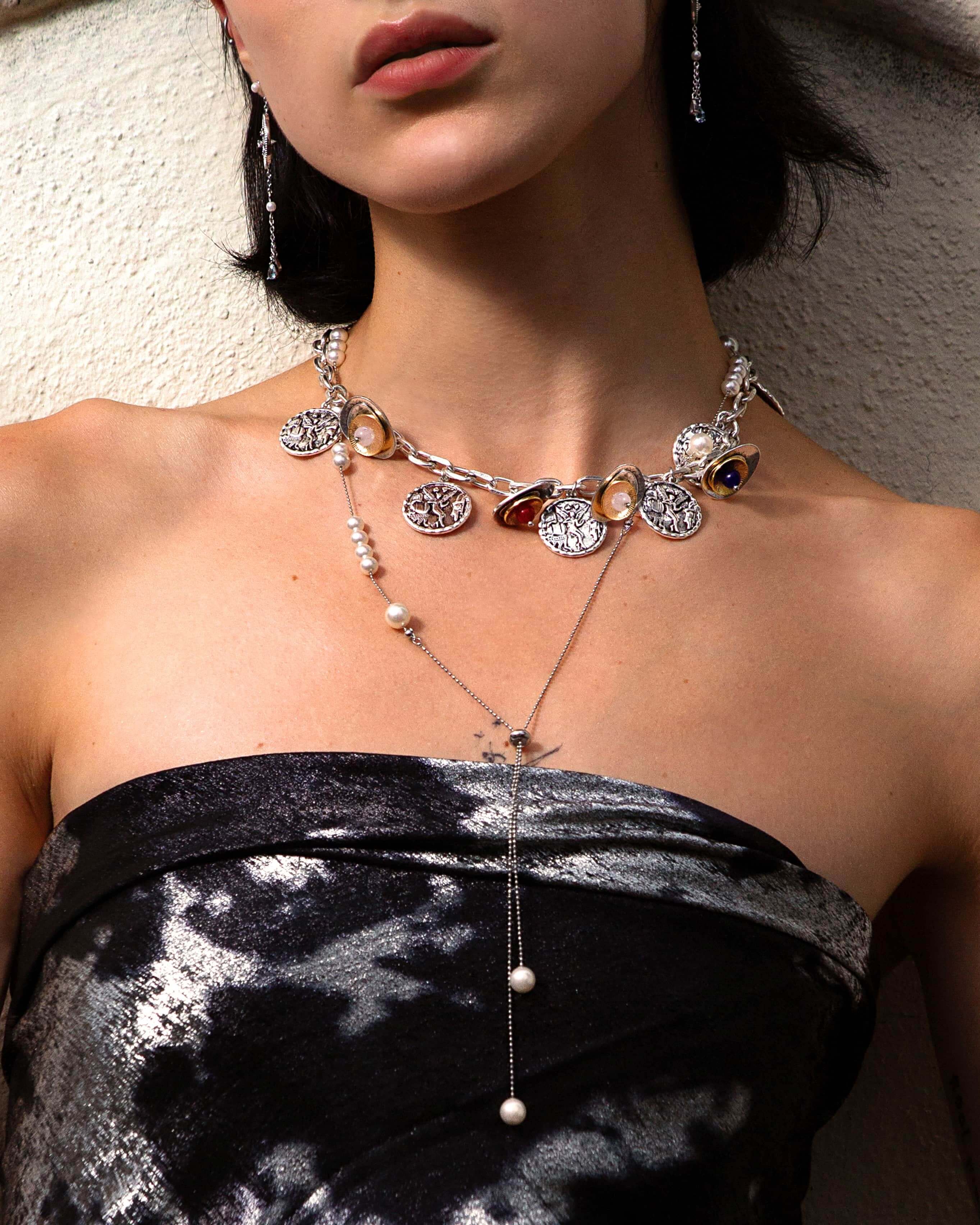 Eros Coin Necklace in Silver - Image 2
