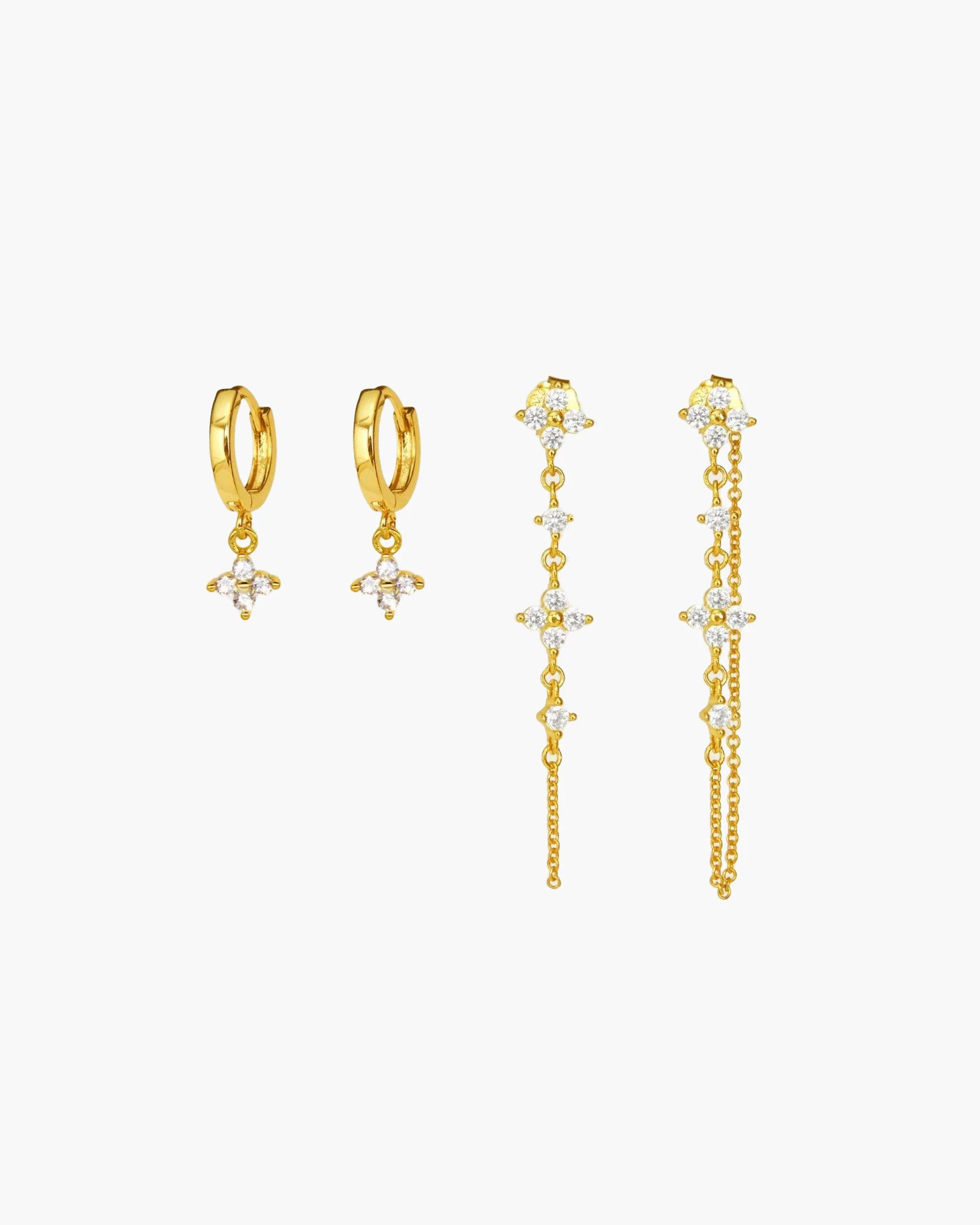 Silver Lucky Clover Earrings Set - Image 3