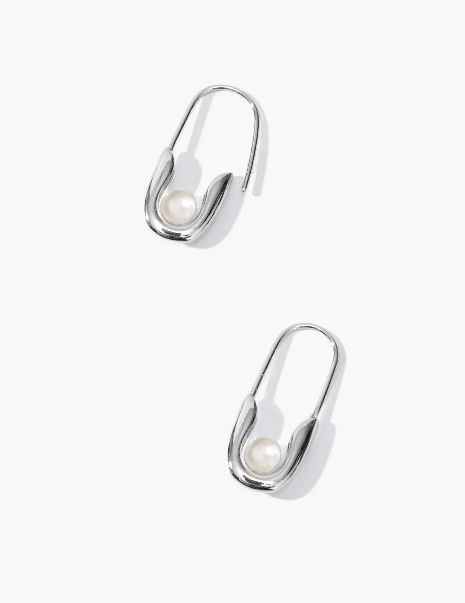 Silver Petite Safety Pin Earrings - Image 4