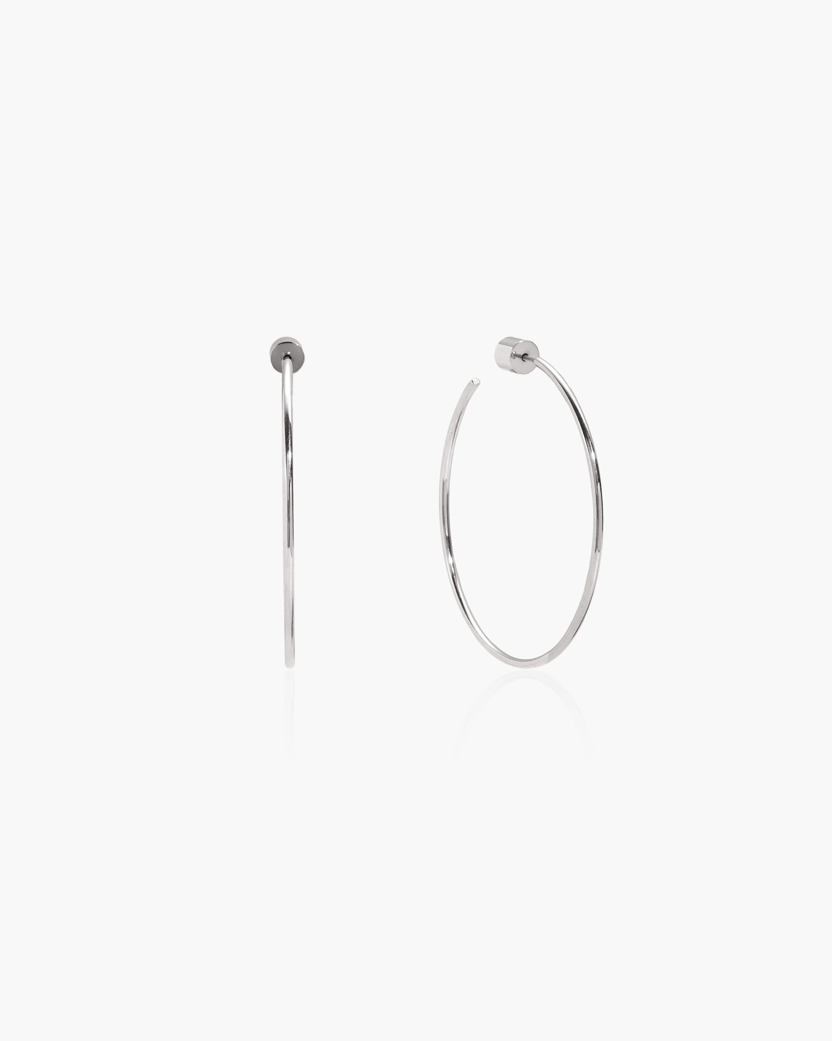 Silver Skinny Hoop Earrings