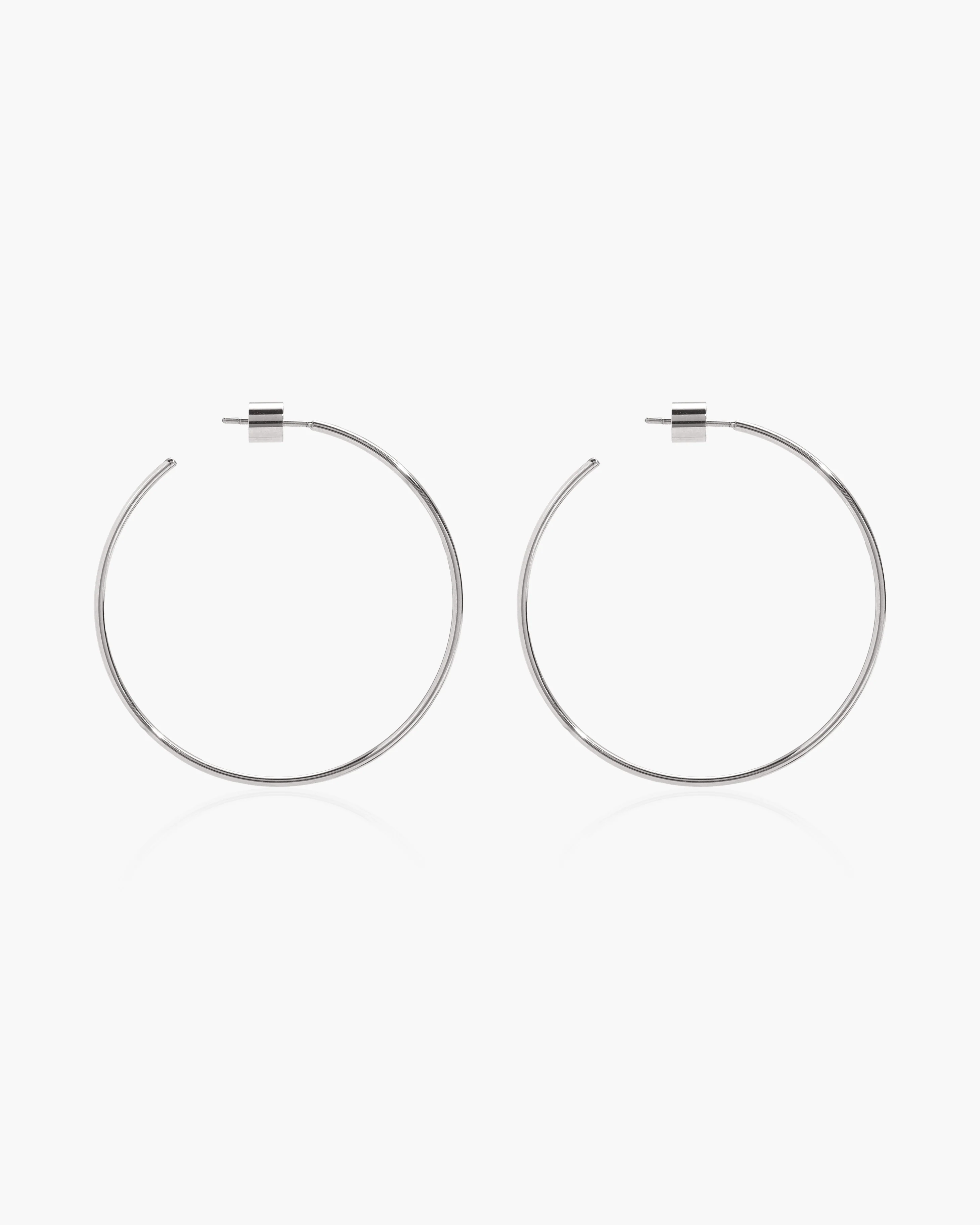 Silver Skinny Hoop Earrings - Image 3