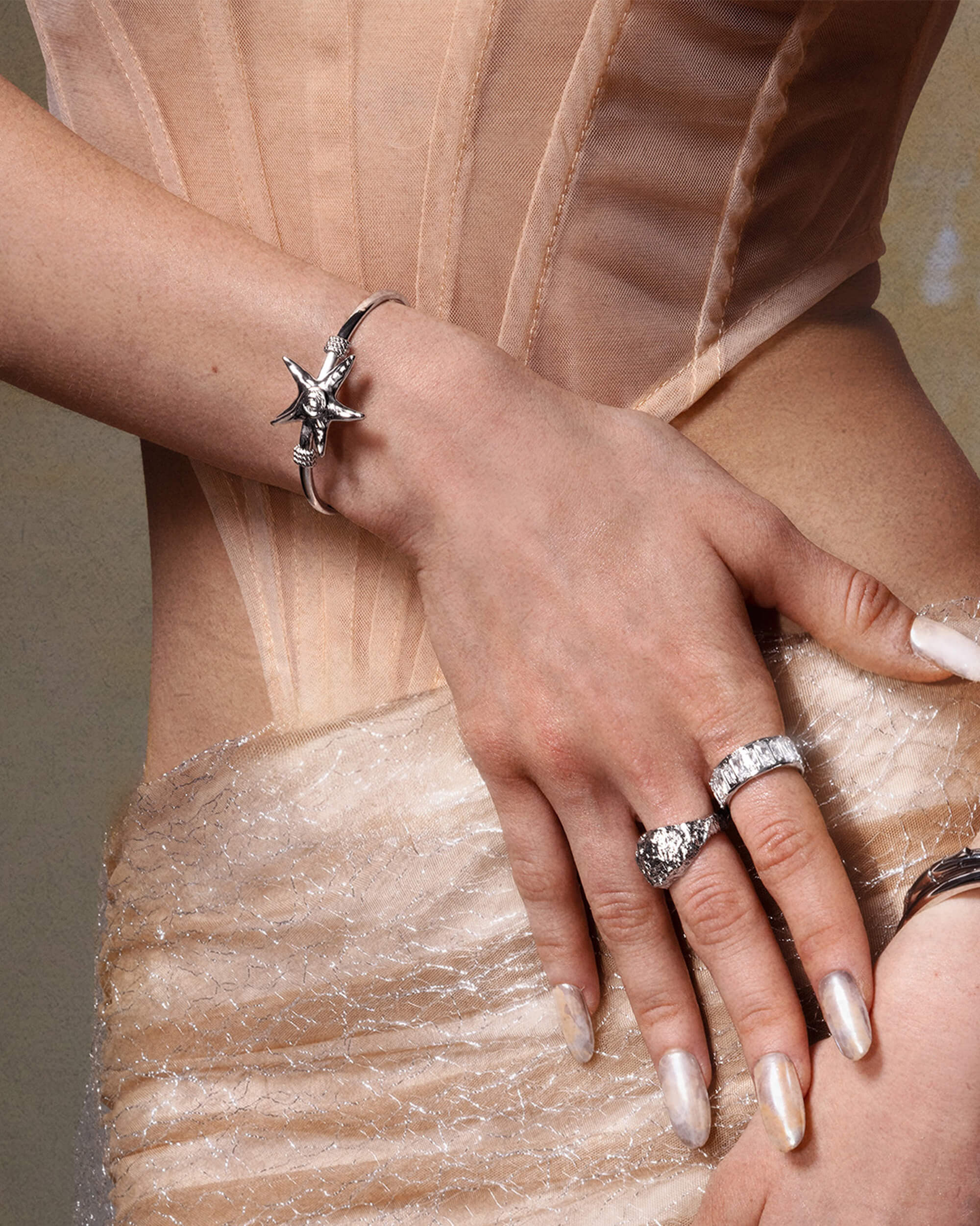 Silver Starfish Bangle - Image 2