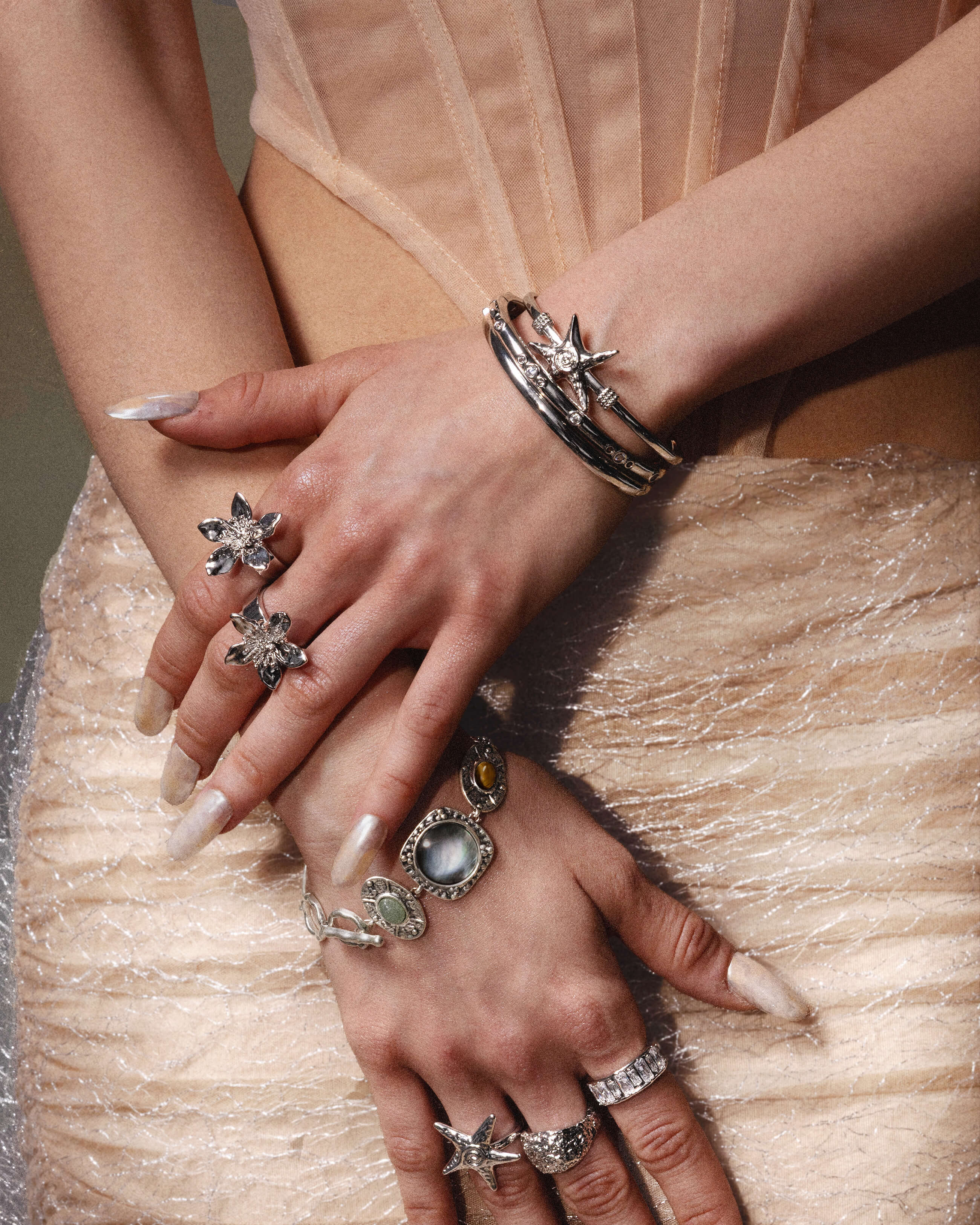 Silver Starfish Bangle - Image 4