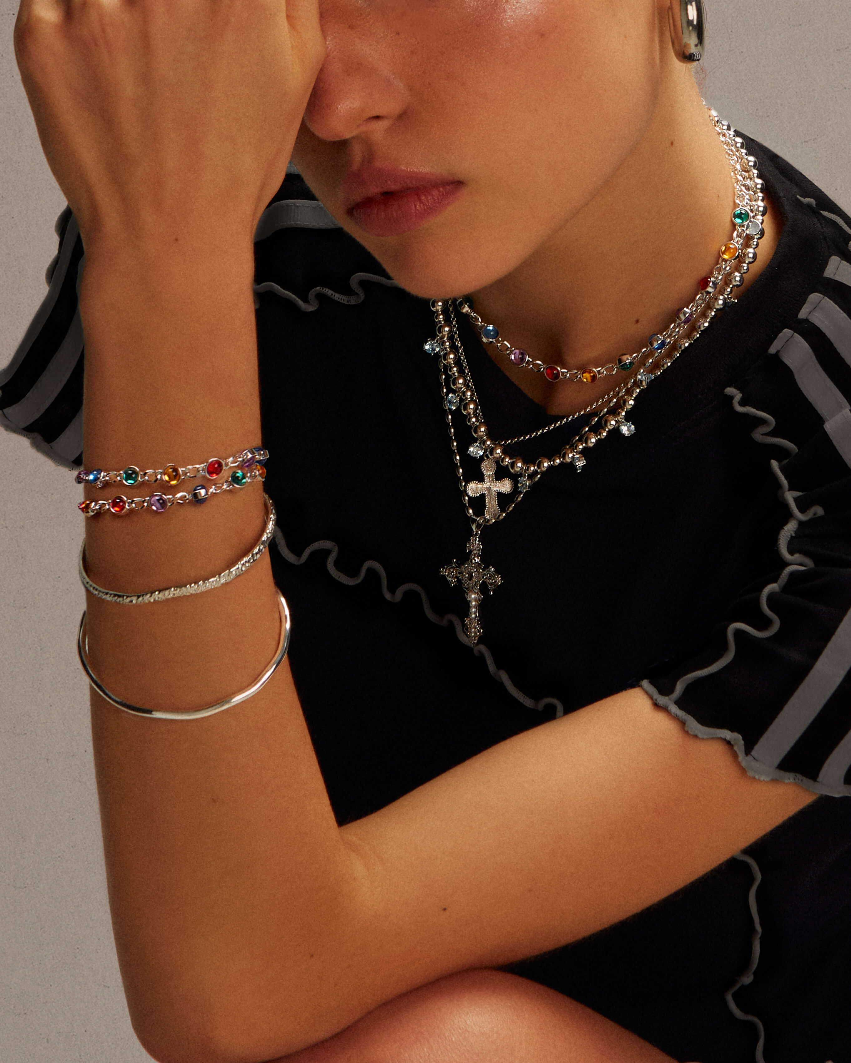 Silver Textured Bangle - Image 2