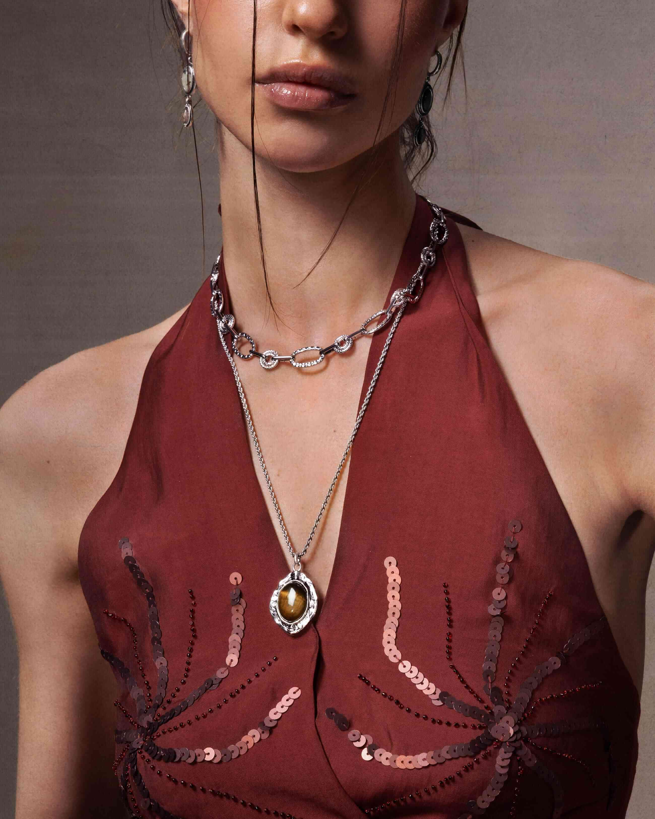 Silver Tiger's Eye Savannah Long Necklace - Image 2