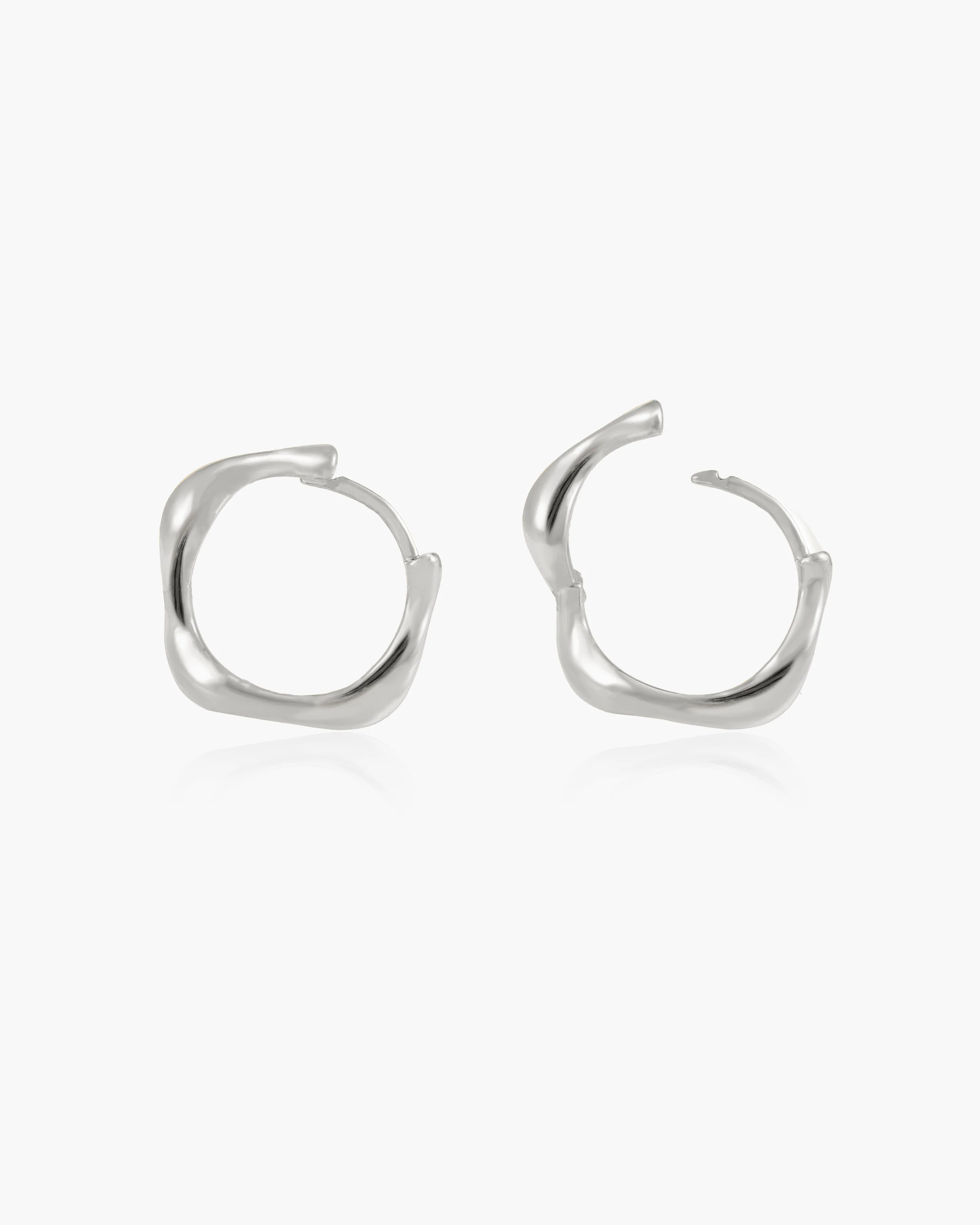 Silver Wave Hoop Earrings - Image 3