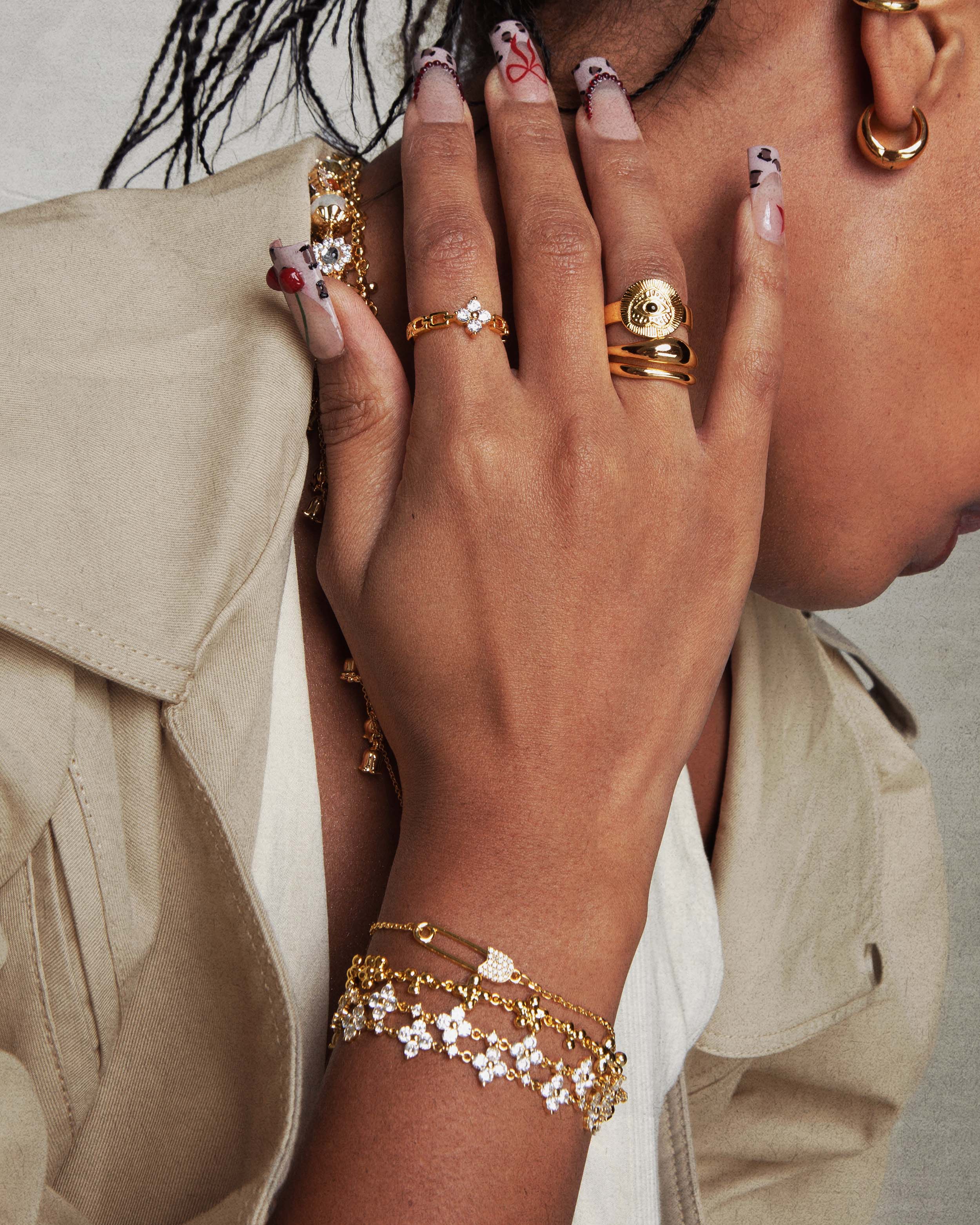 Sparkle Clover Bracelet and Ring Set - Image 2