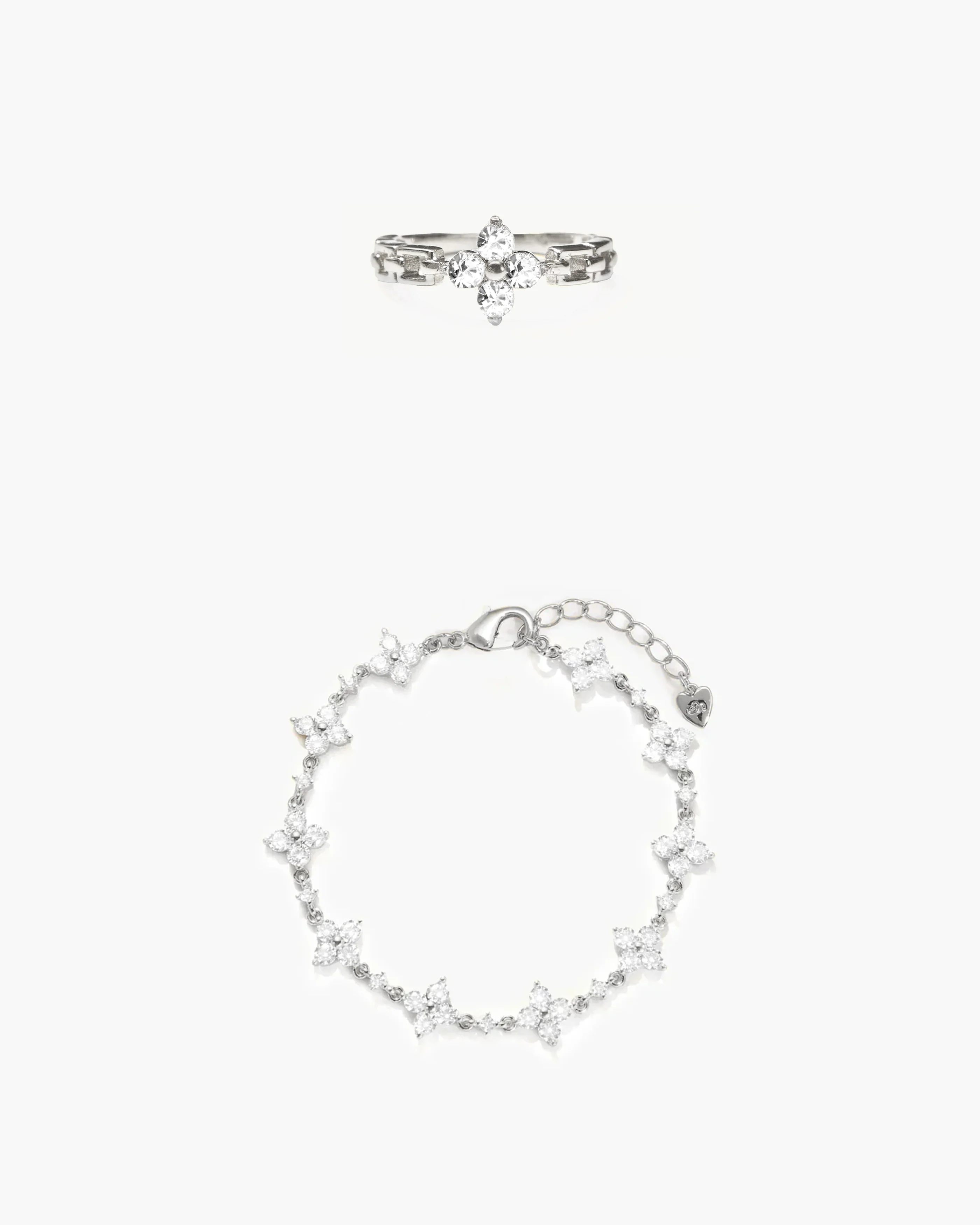 Sparkle Clover Bracelet and Ring Set - Image 3