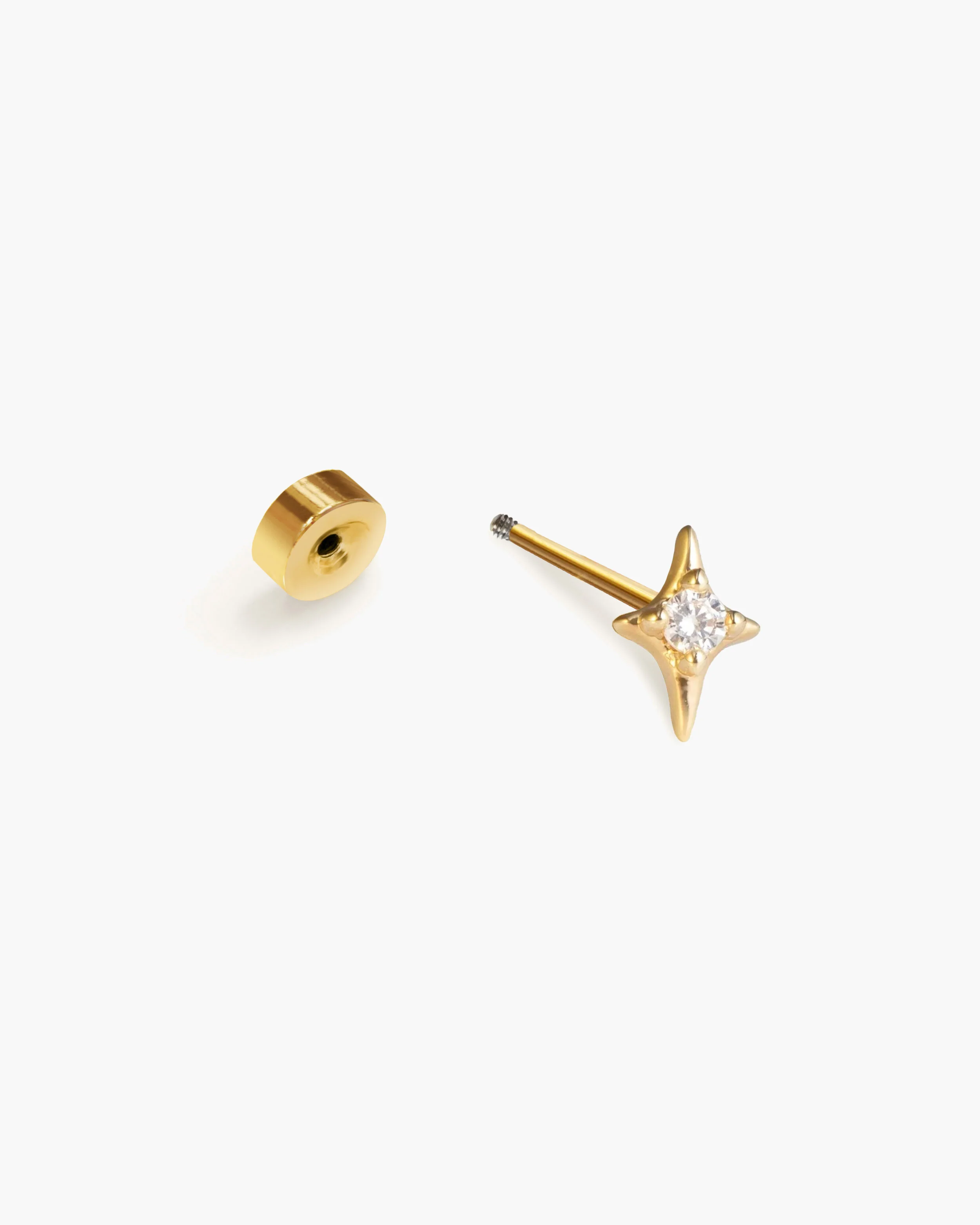 Single Sparkle Star Flat Back Helix Earring - Image 3