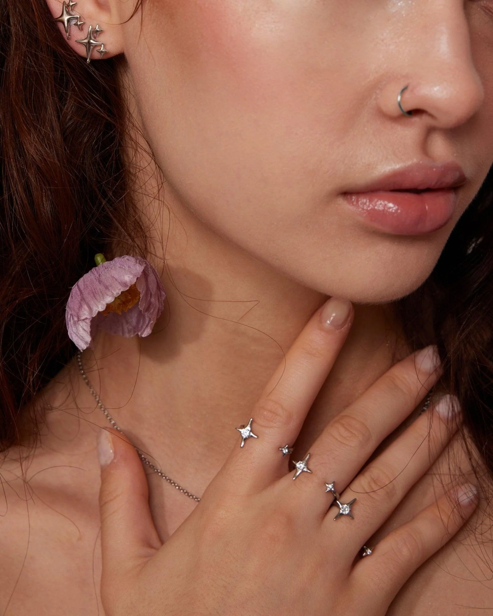 Sparkle Stud Earrings in Silver - Image 4