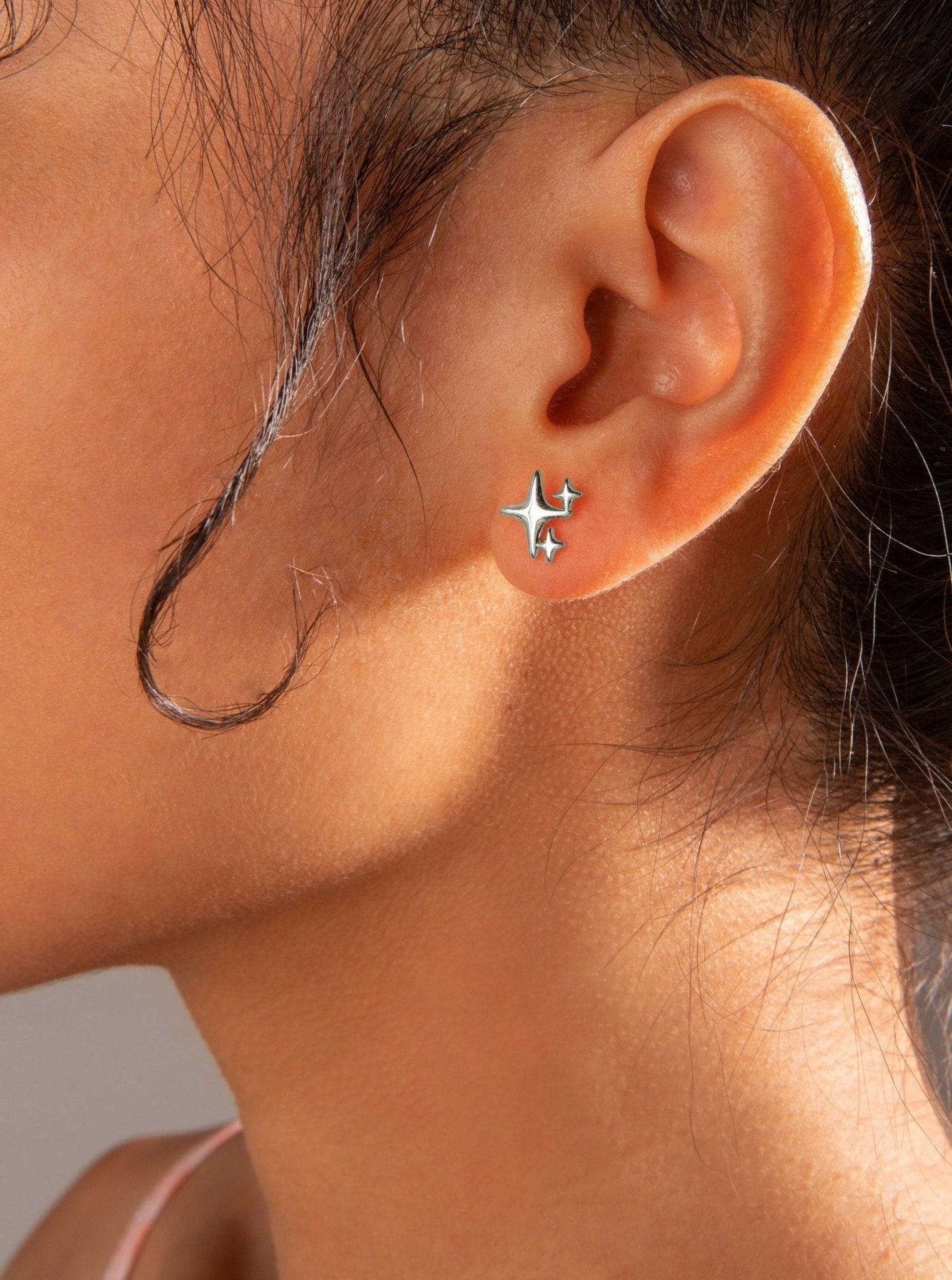 Sparkle Stud Earrings in Silver - Image 5