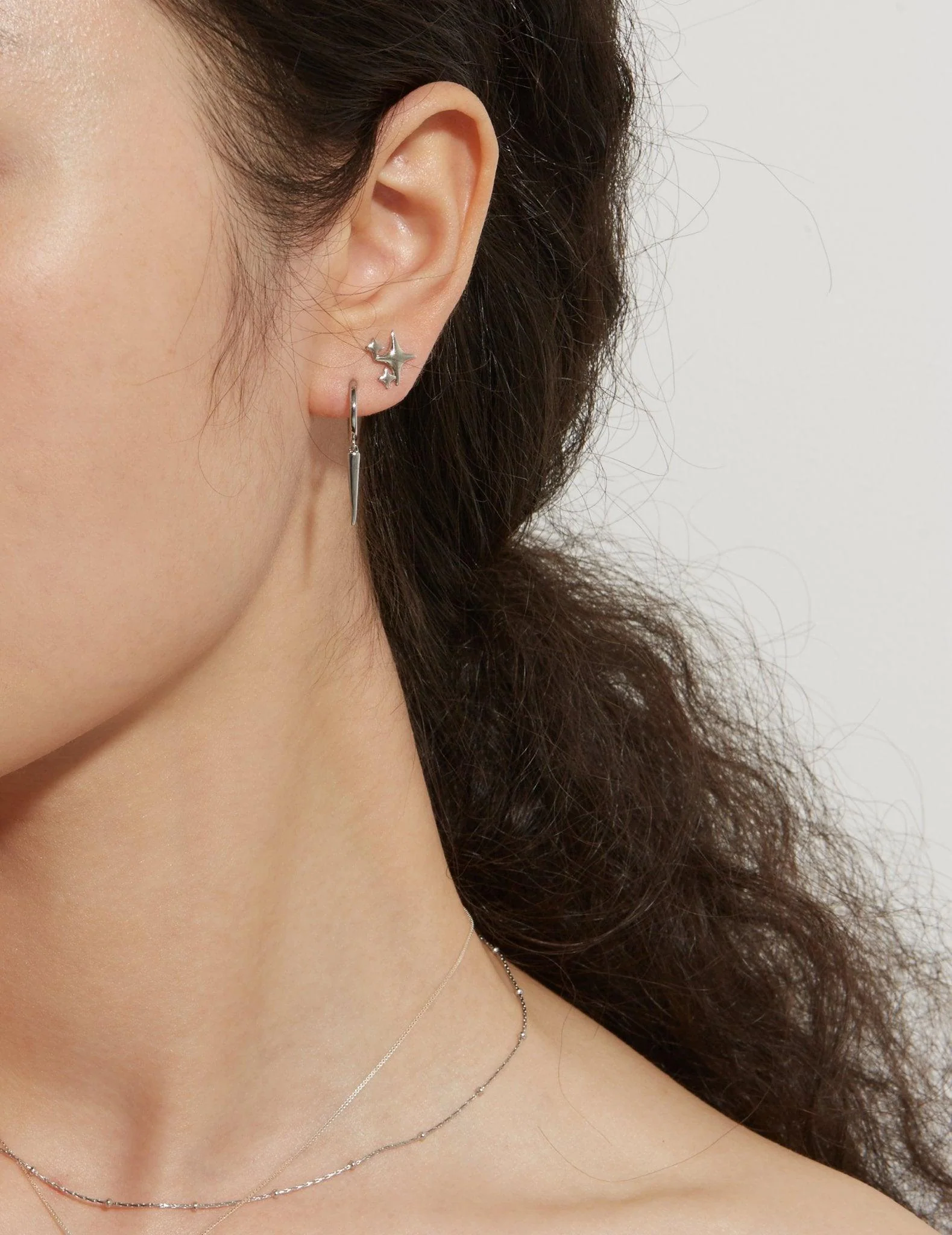 Spike Earrings in Silver - Image 3