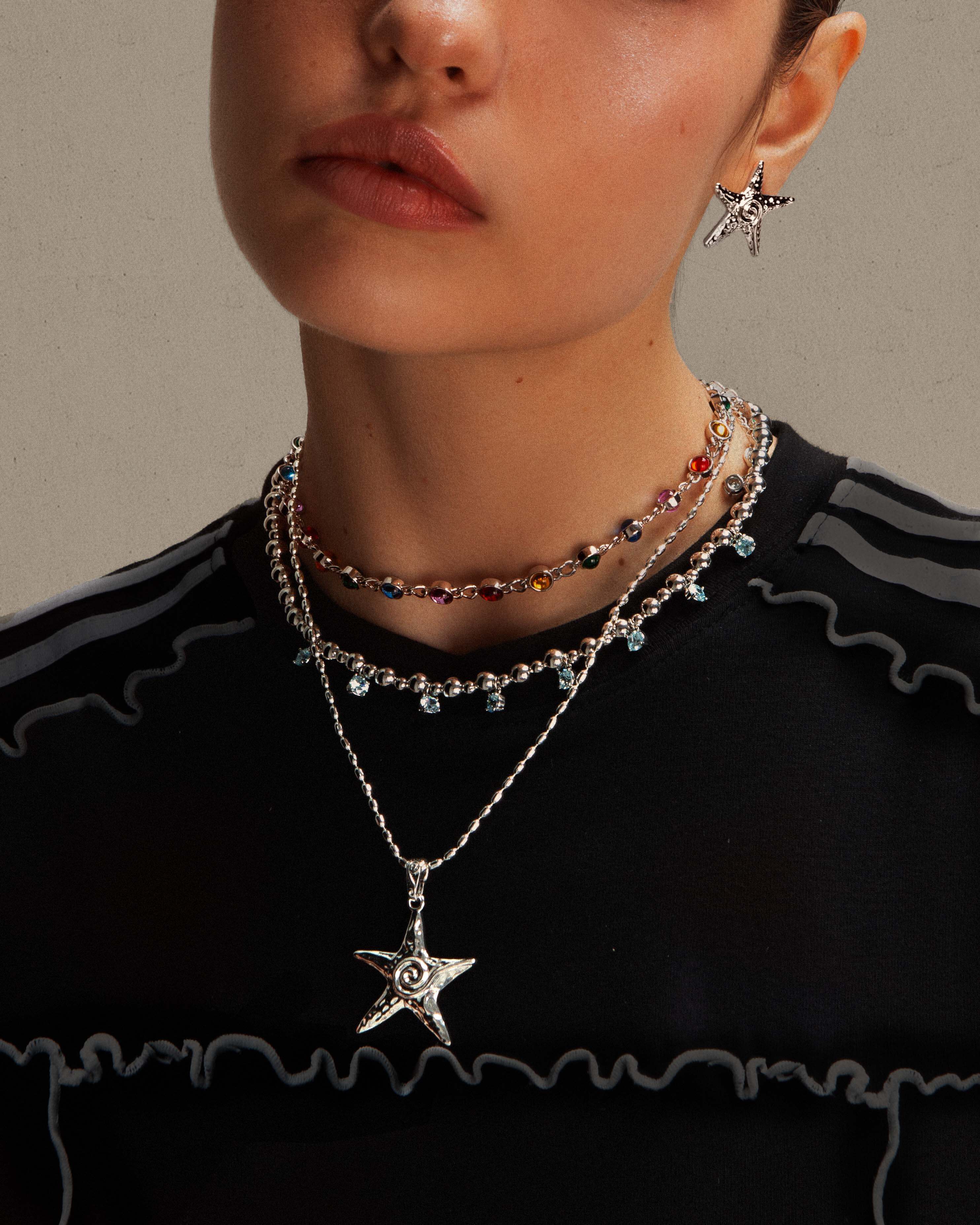 Starfish Necklace & Earrings Set in Silver - Image 2