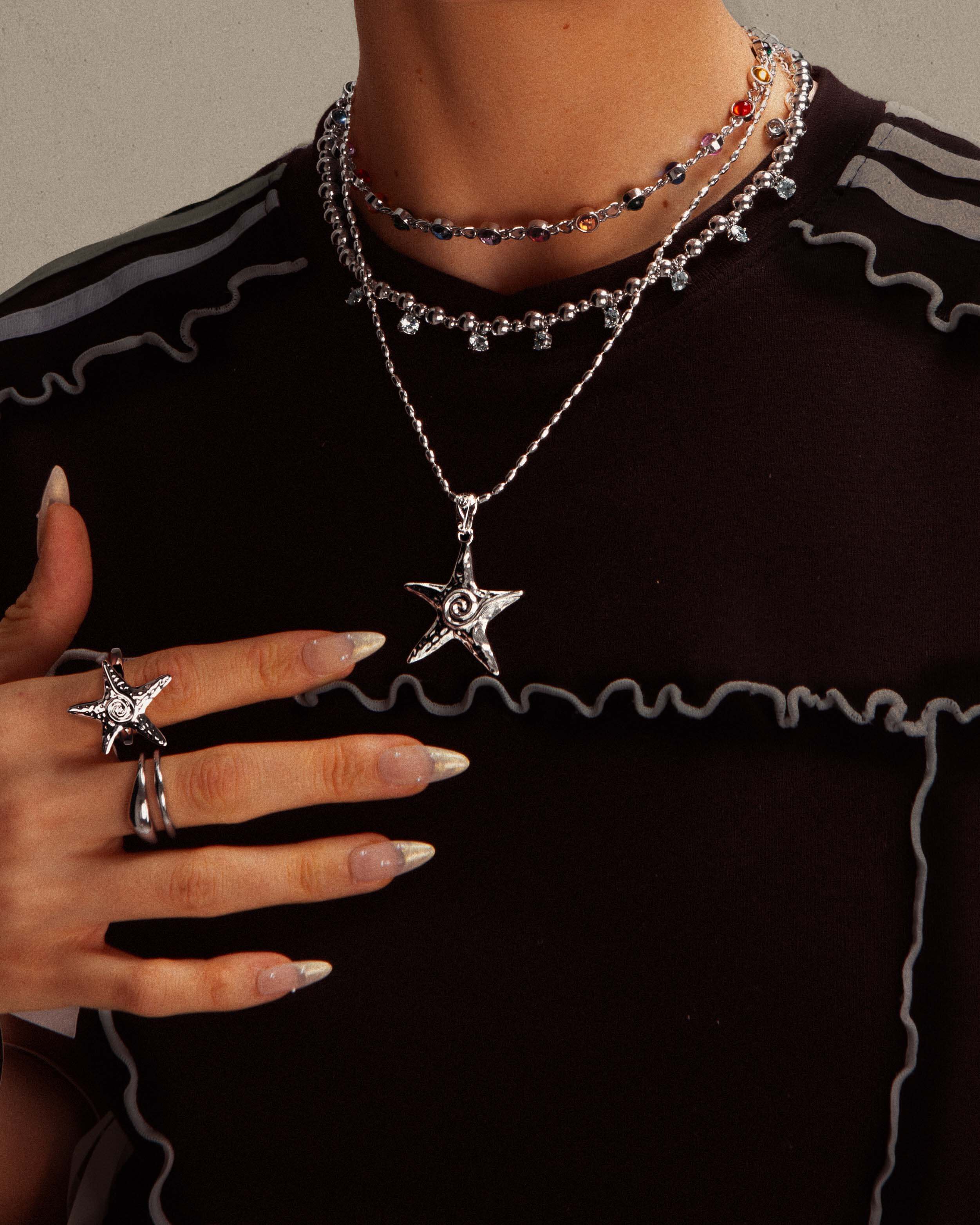 Starfish Necklace & Ring Set in Silver - Image 2