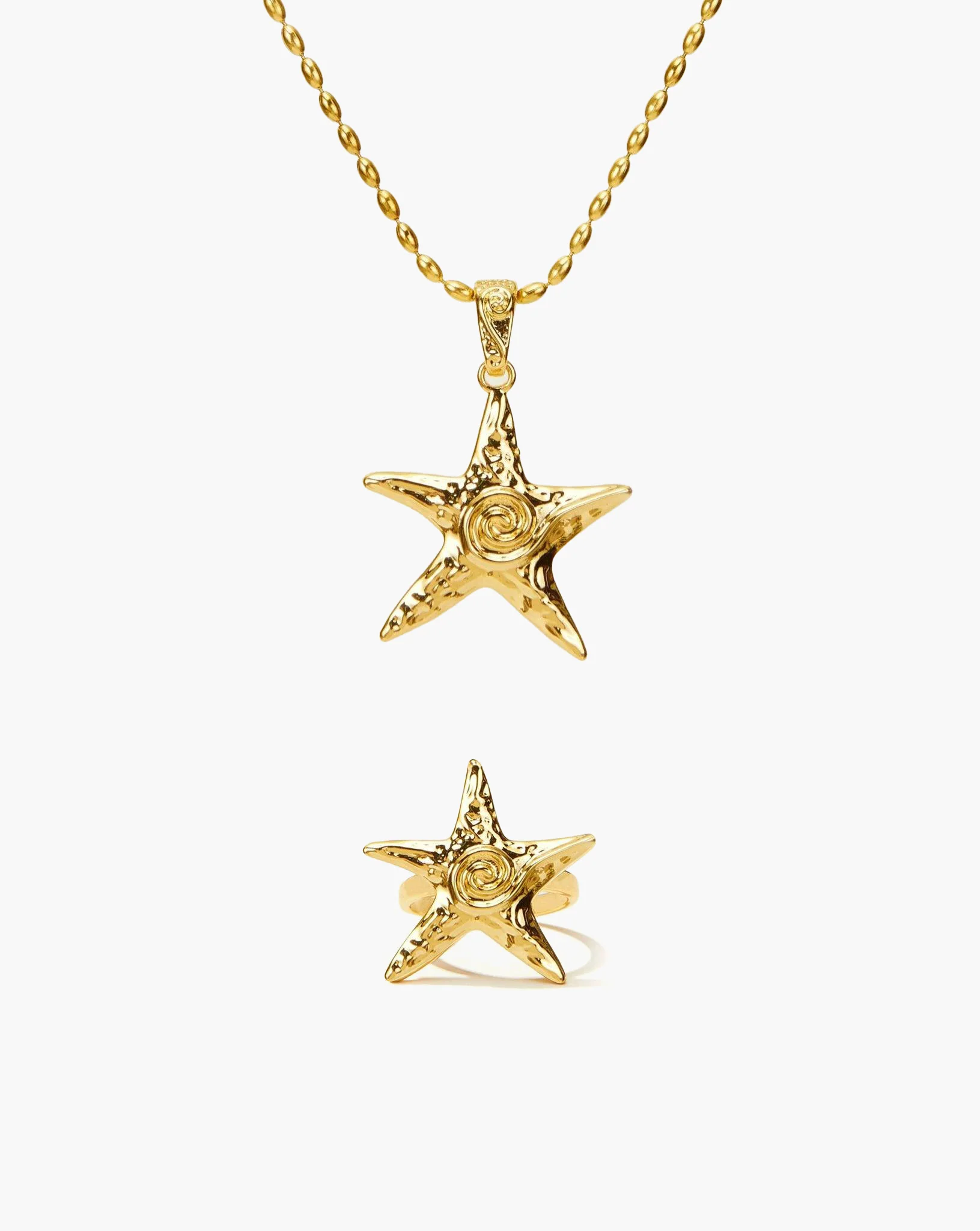 Starfish Necklace & Ring Set in Silver - Image 3