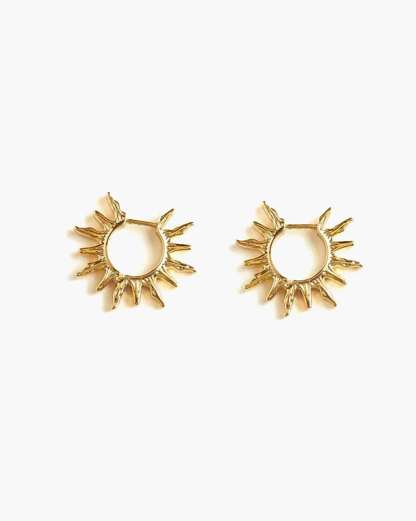 Sun Hoop Earrings in Silver - Image 5