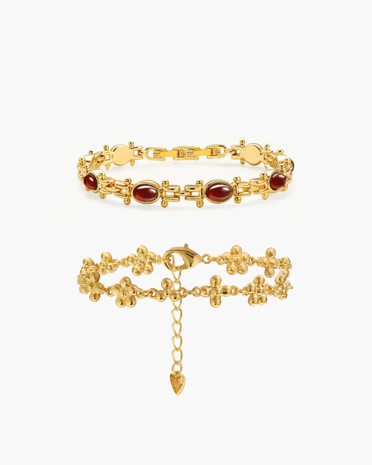 Tess's Treasure Carnelian & Daisy Molecule Bracelet Set in Silver - Image 3