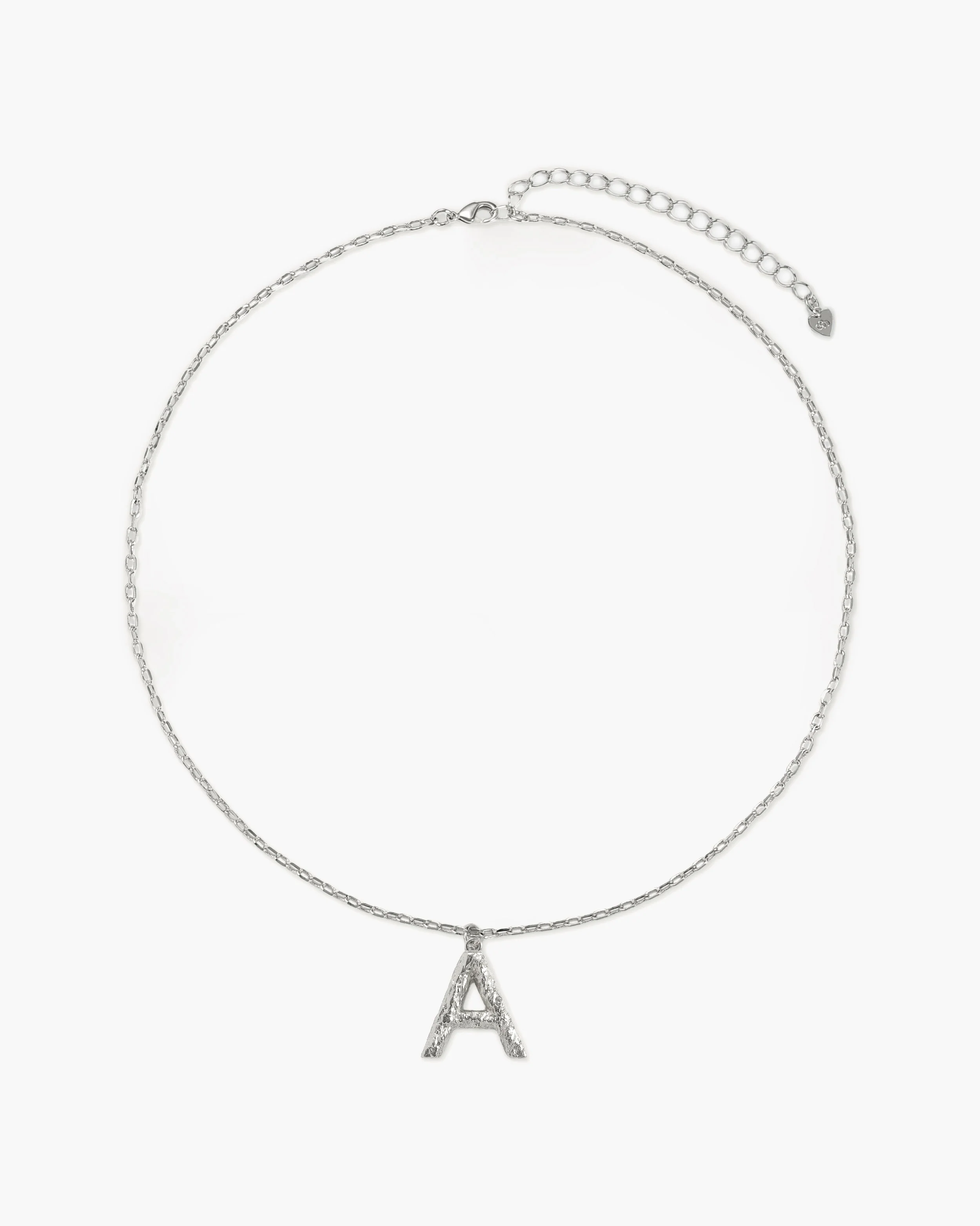 Textured Initial Letter Necklace in Silver - Image 5