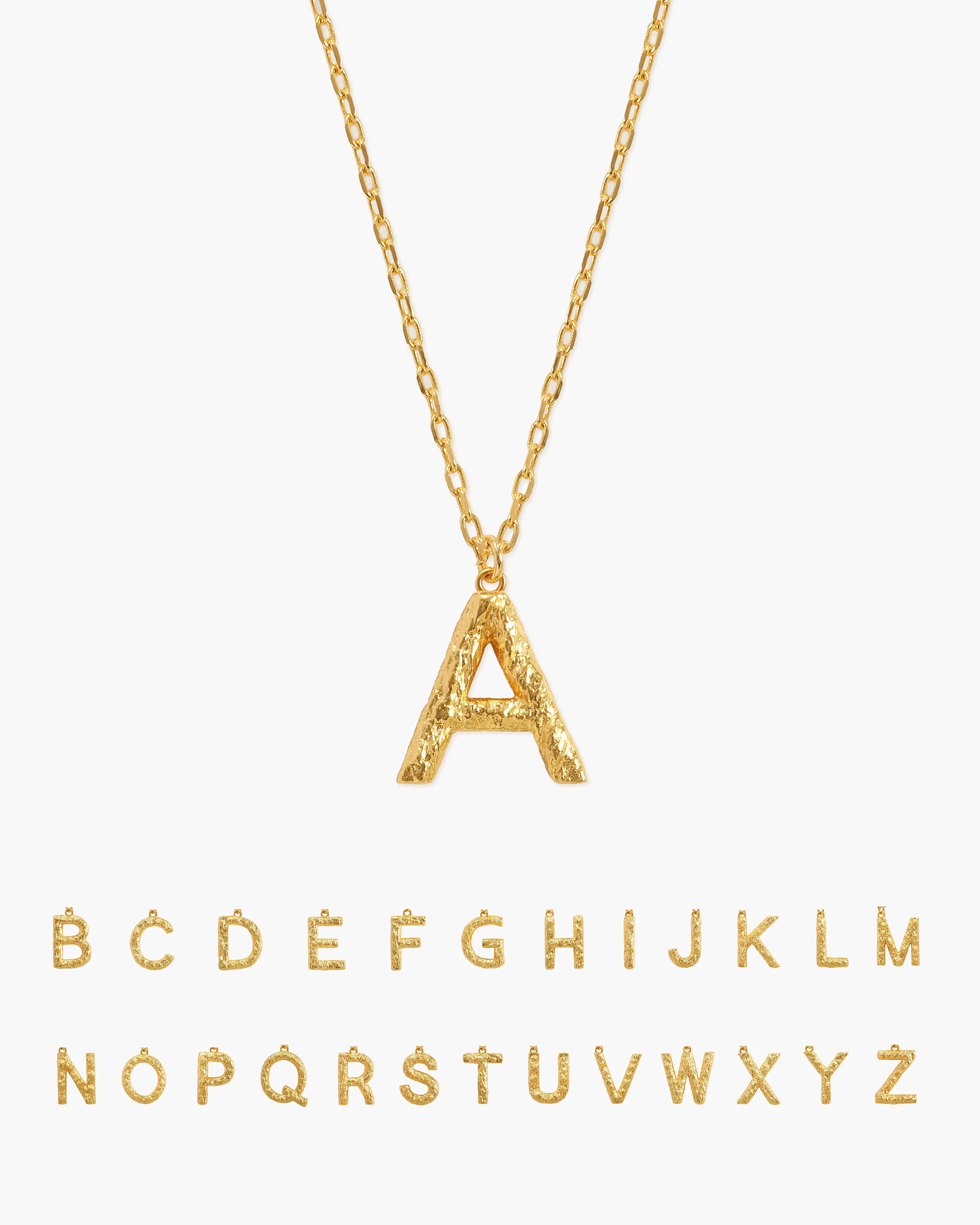 Textured Initial Letter Necklace - Image 5