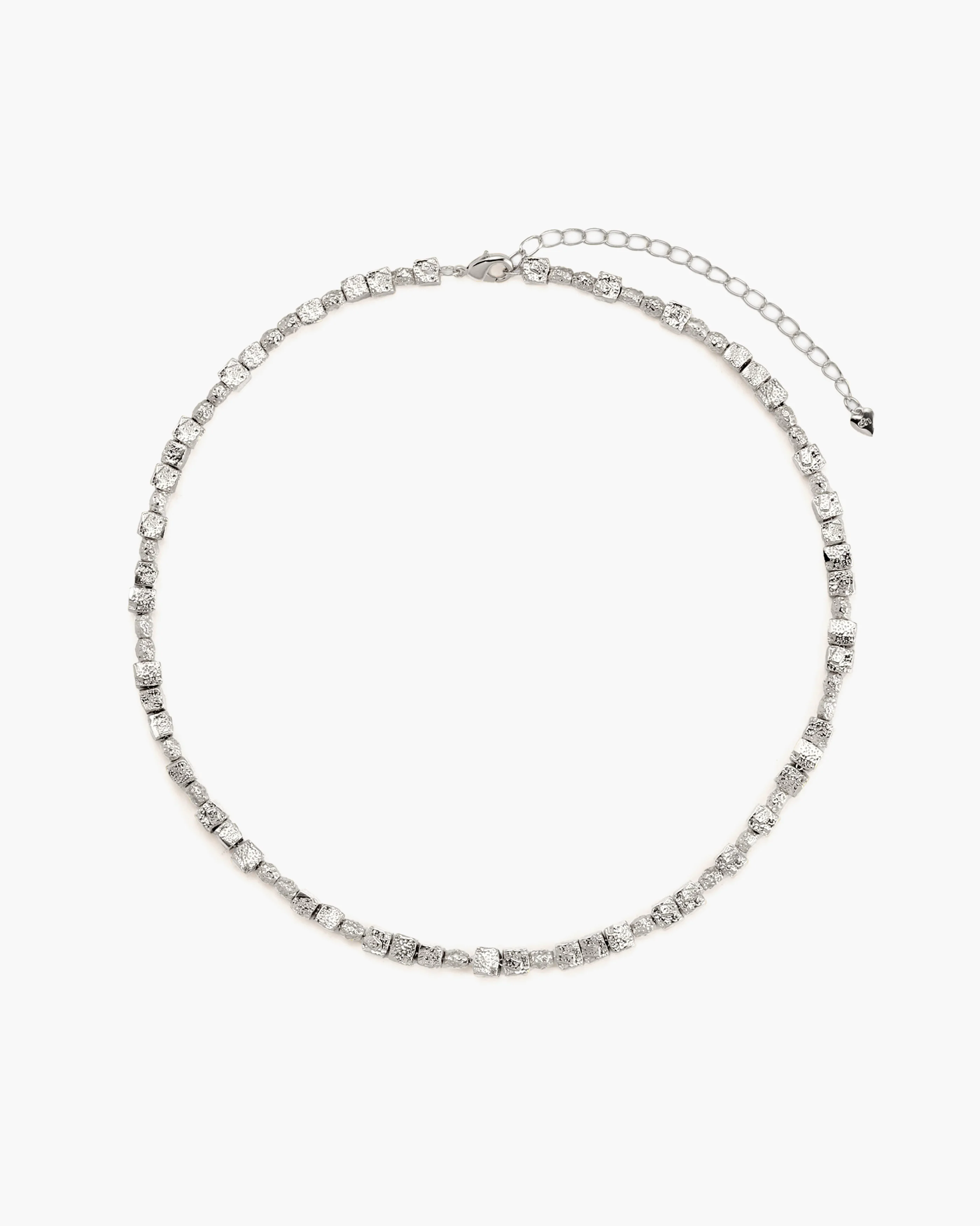 Textured Square Necklace in Silver
