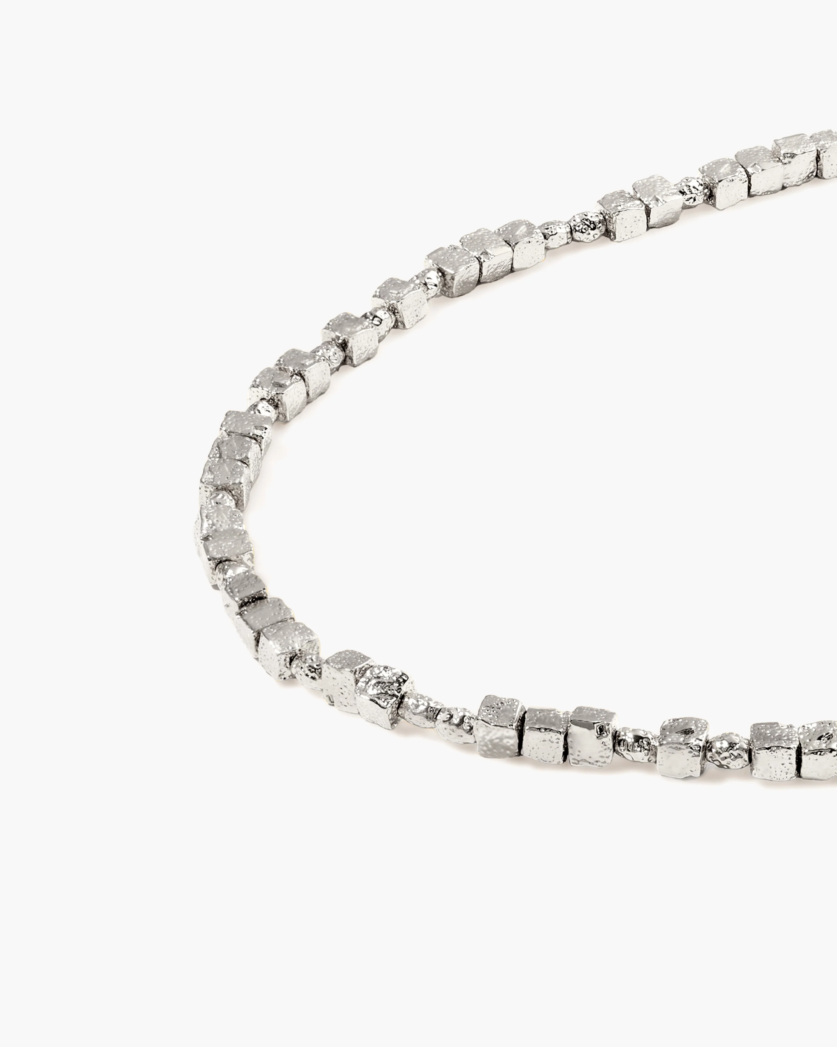 Textured Square Necklace in Silver - Image 3
