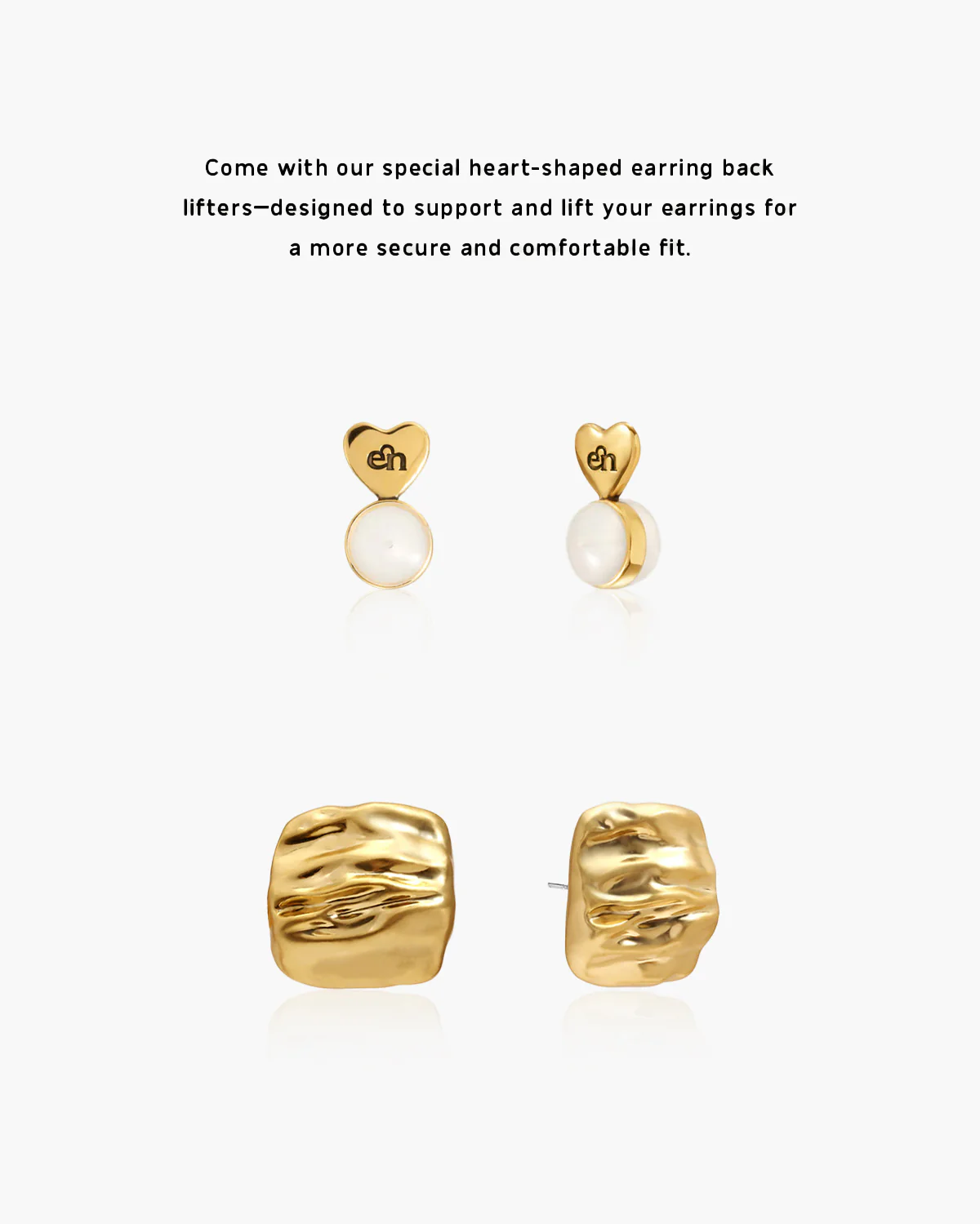 Textured Square Stud Earrings - Image 3