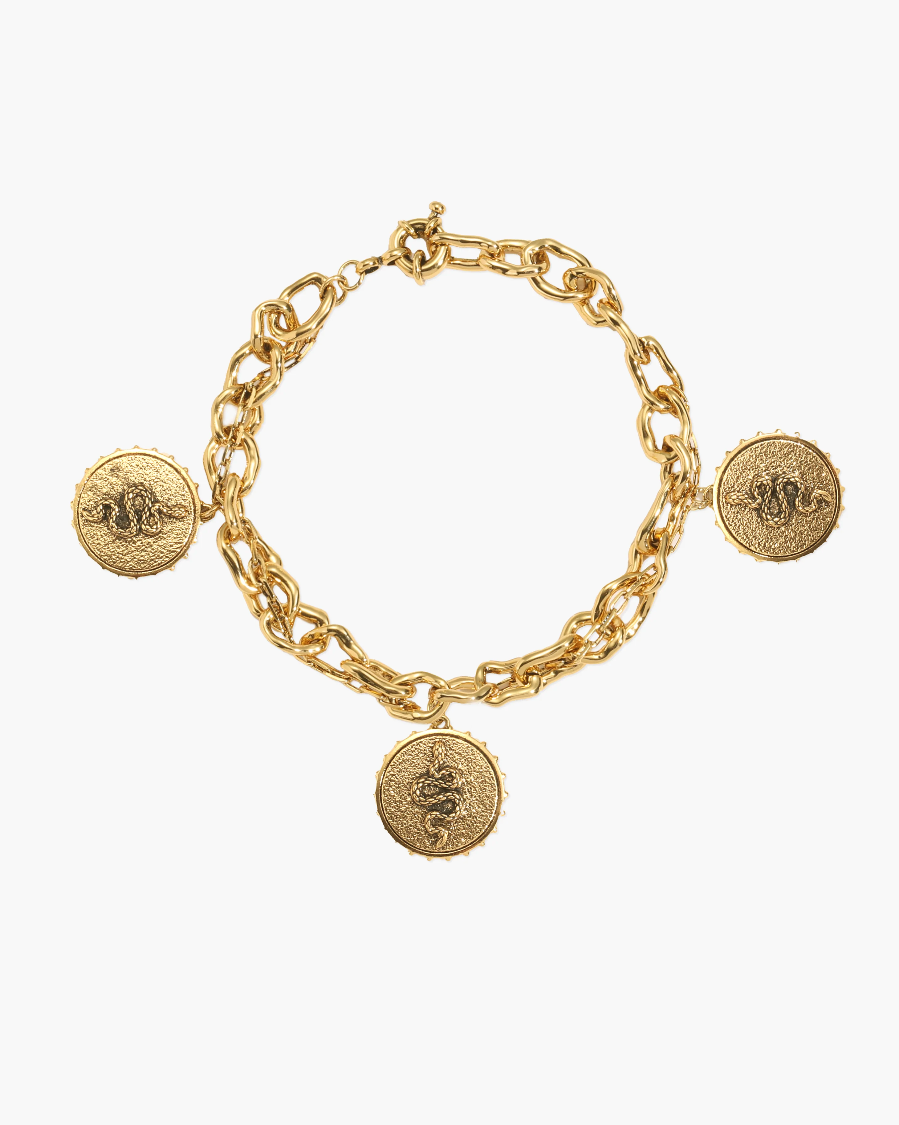 Trinity Snake Coin Double Chain Bracelet in Gold - Image 4