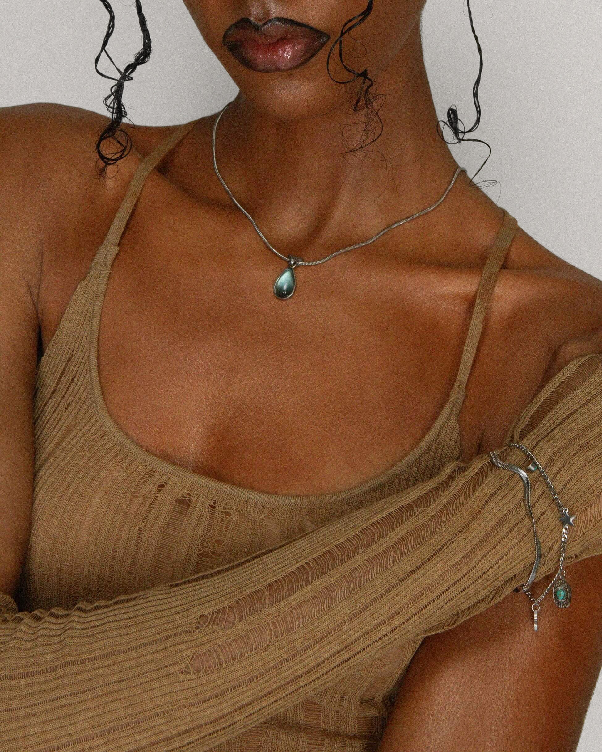 Waterdrop Necklace in Marine Blue - Image 3